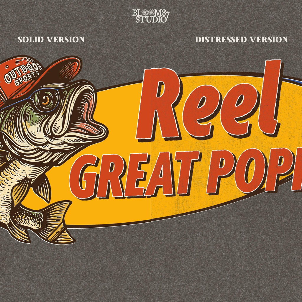 Reel Great Poppy PNG Funny Fishing Grandpa Sublimation,Vintage Bass Fish PNG for Father’s Day Gift,Outdoor Sports Dad PNG for Father’s Day