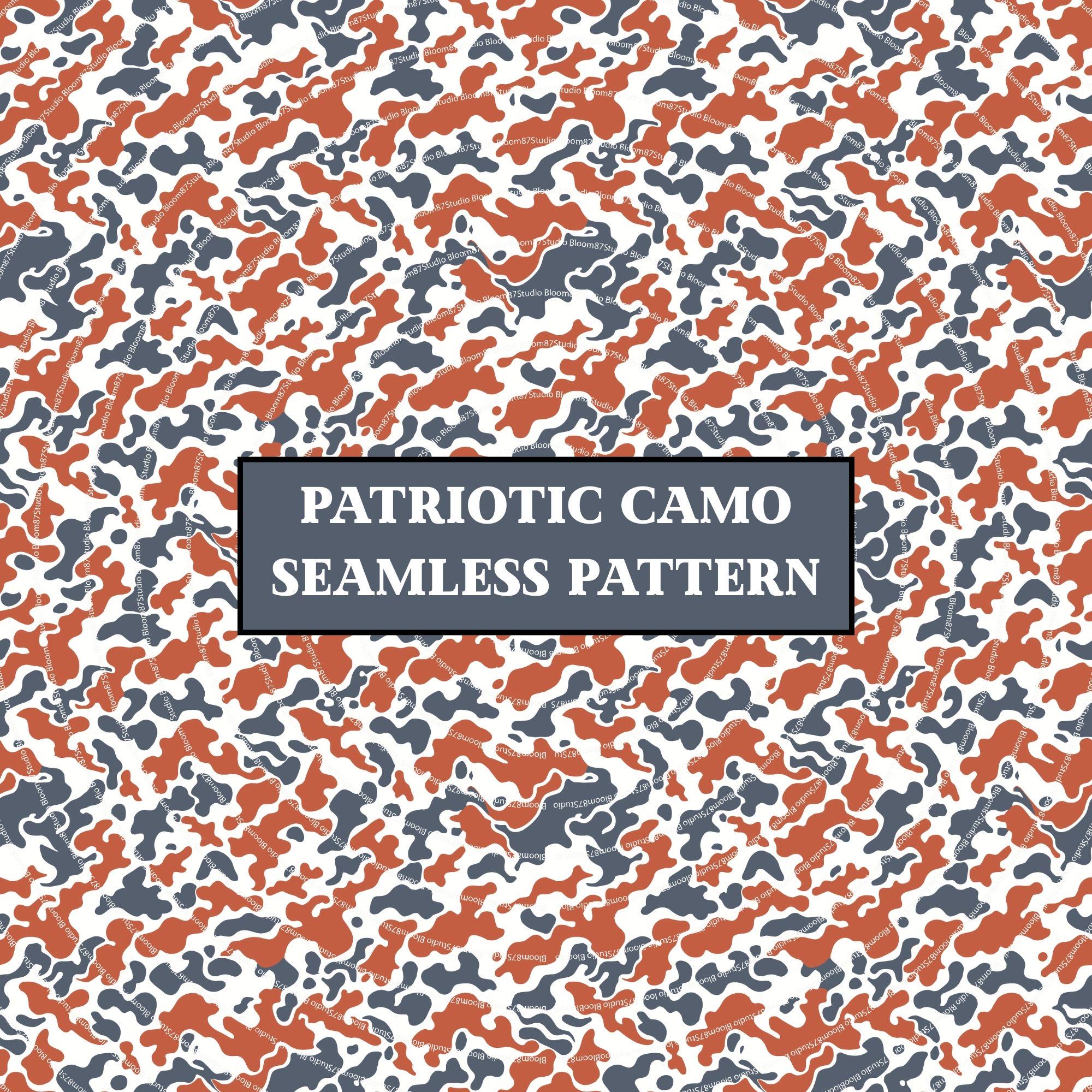 Seamless red, white, and blue camouflage pattern – patriotic USA camo PNG for 4th of July, veterans, or American-themed sublimation.