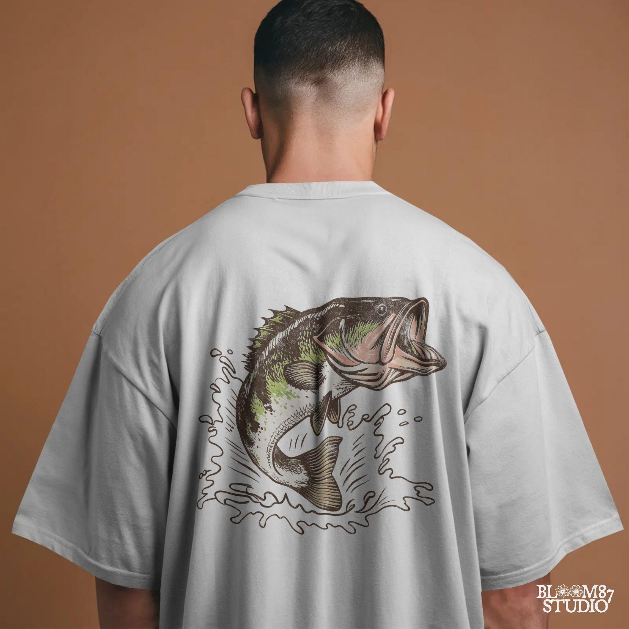 Jumping Bass PNG | Fishing Sublimation Design | Lake Life Outdoors PNG for Shirts, Mugs, Tumblers | Fisherman Gift | Catch of the Day PNG