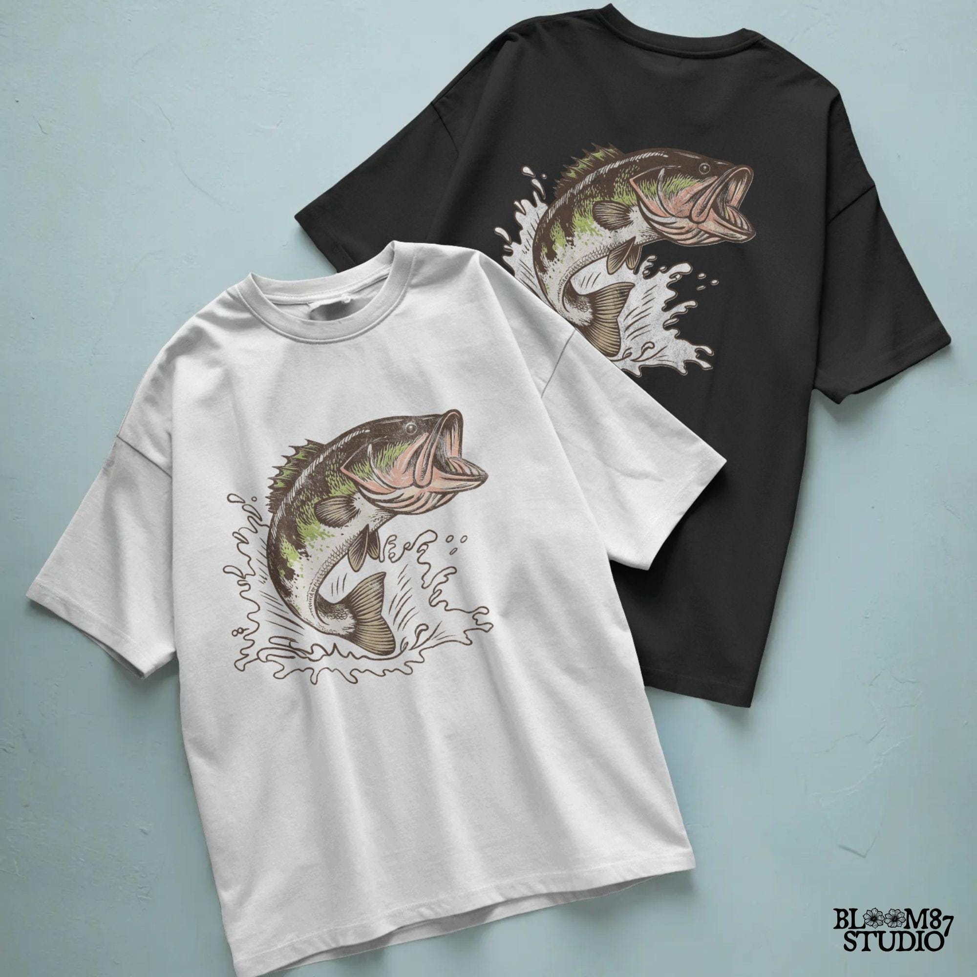 Jumping Bass PNG | Fishing Sublimation Design | Lake Life Outdoors PNG for Shirts, Mugs, Tumblers | Fisherman Gift | Catch of the Day PNG