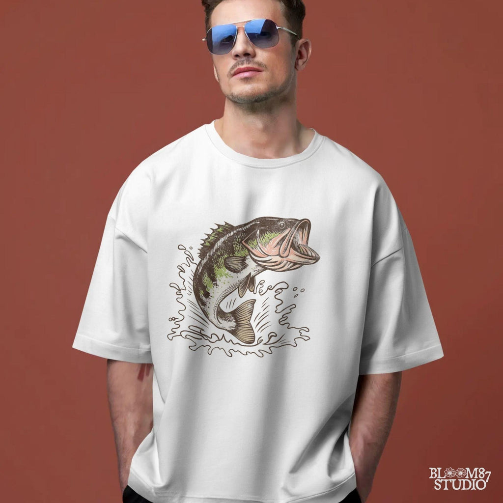 Jumping Bass PNG | Fishing Sublimation Design | Lake Life Outdoors PNG for Shirts, Mugs, Tumblers | Fisherman Gift | Catch of the Day PNG