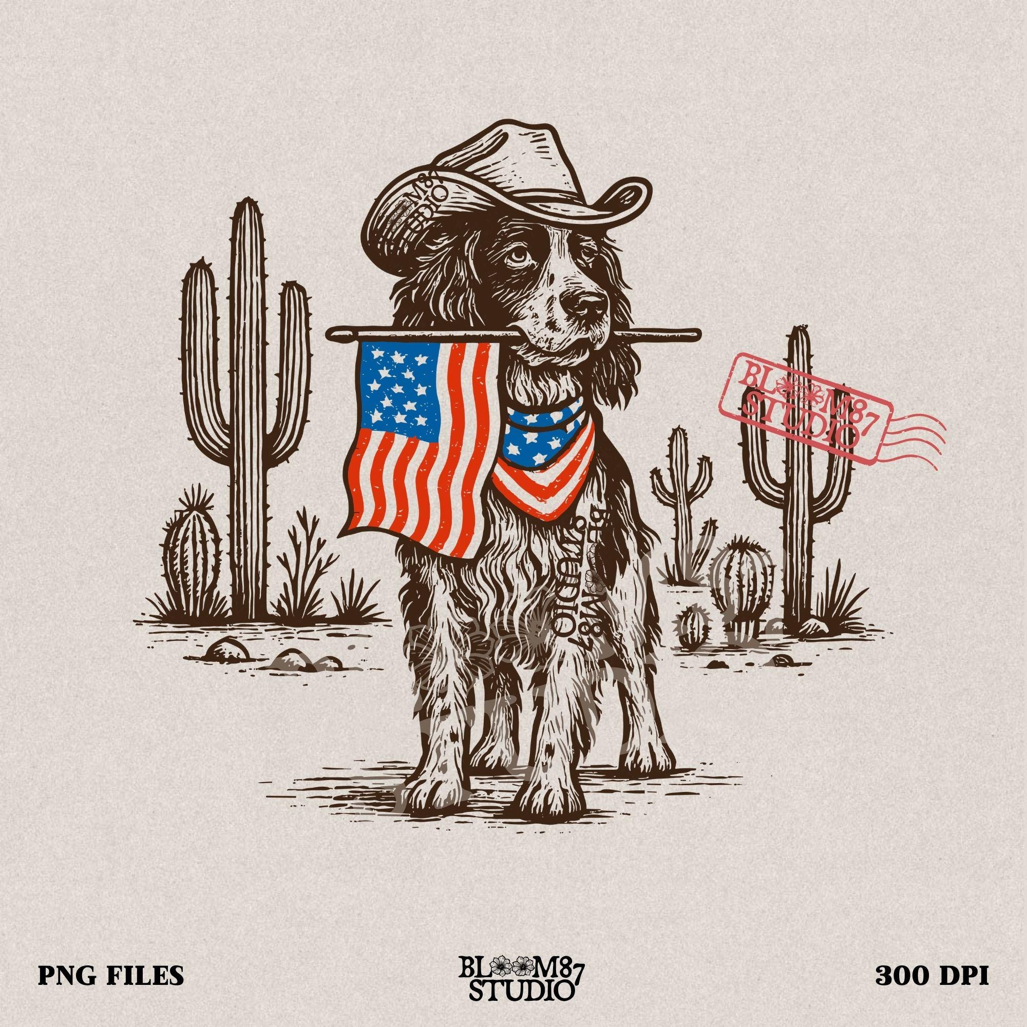 American Pride Pooch - Patriotic PNG for Memorial & Independence Day, Western Sublimations, Cowboy png, Designs Downloads, Shirt Design