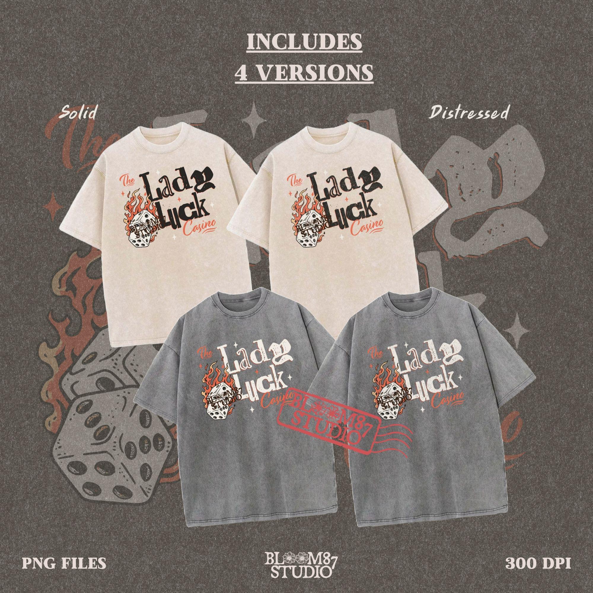 Lady Luck Casino PNG | Vintage Gambling Png | Retro Vegas Dice Design | Trendy Women Png| Rockabilly Sublimation for T-Shirts & Casino Decor