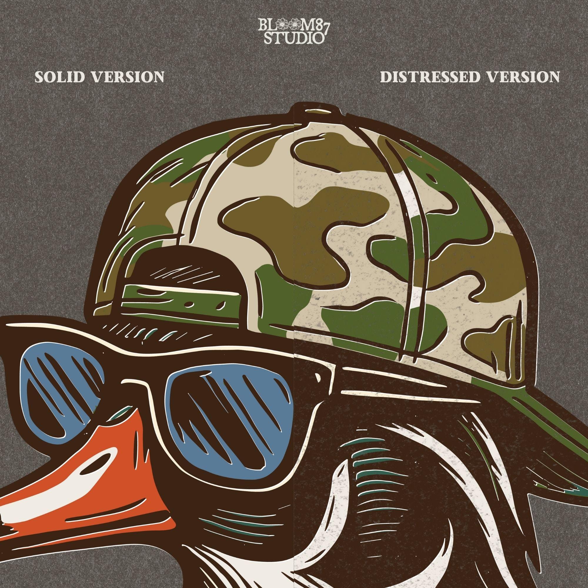 Funny Southern-style duck wearing a camo cap and sunglasses, text reads “Southern Boy” – sublimation PNG for hunting or country-themed apparel.