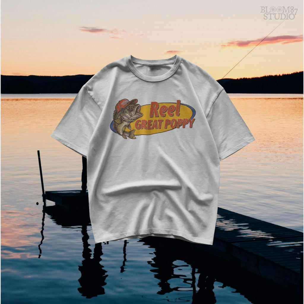 Reel Great Poppy PNG Funny Fishing Grandpa Sublimation,Vintage Bass Fish PNG for Father’s Day Gift,Outdoor Sports Dad PNG for Father’s Day