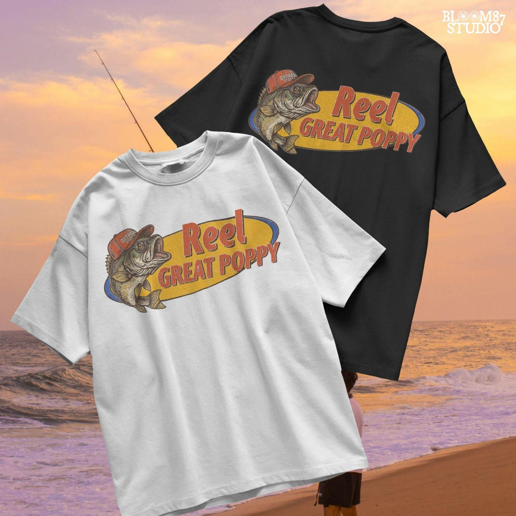 Reel Great Poppy PNG Funny Fishing Grandpa Sublimation,Vintage Bass Fish PNG for Father’s Day Gift,Outdoor Sports Dad PNG for Father’s Day