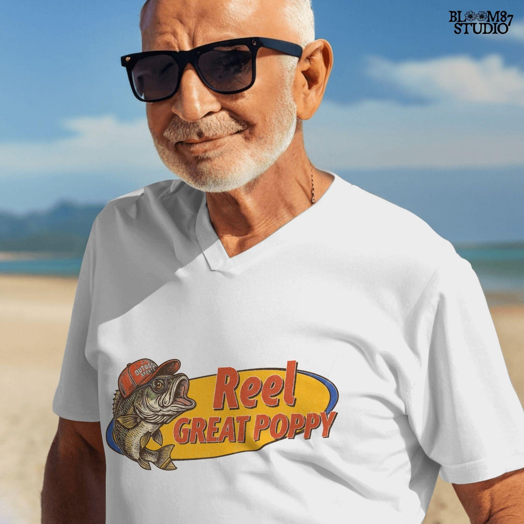 Reel Great Poppy PNG Funny Fishing Grandpa Sublimation,Vintage Bass Fish PNG for Father’s Day Gift,Outdoor Sports Dad PNG for Father’s Day