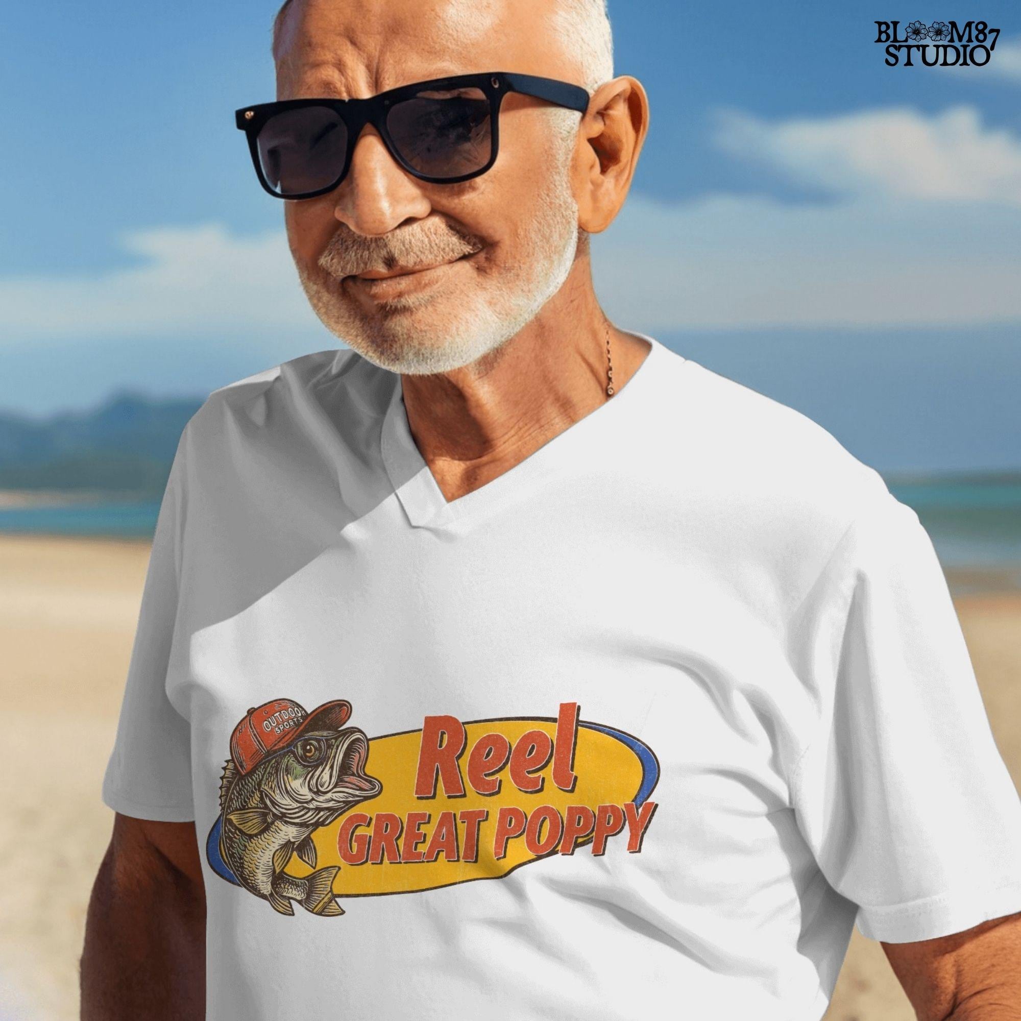 Reel Great Poppy PNG Funny Fishing Grandpa Sublimation,Vintage Bass Fish PNG for Father’s Day Gift,Outdoor Sports Dad PNG for Father’s Day