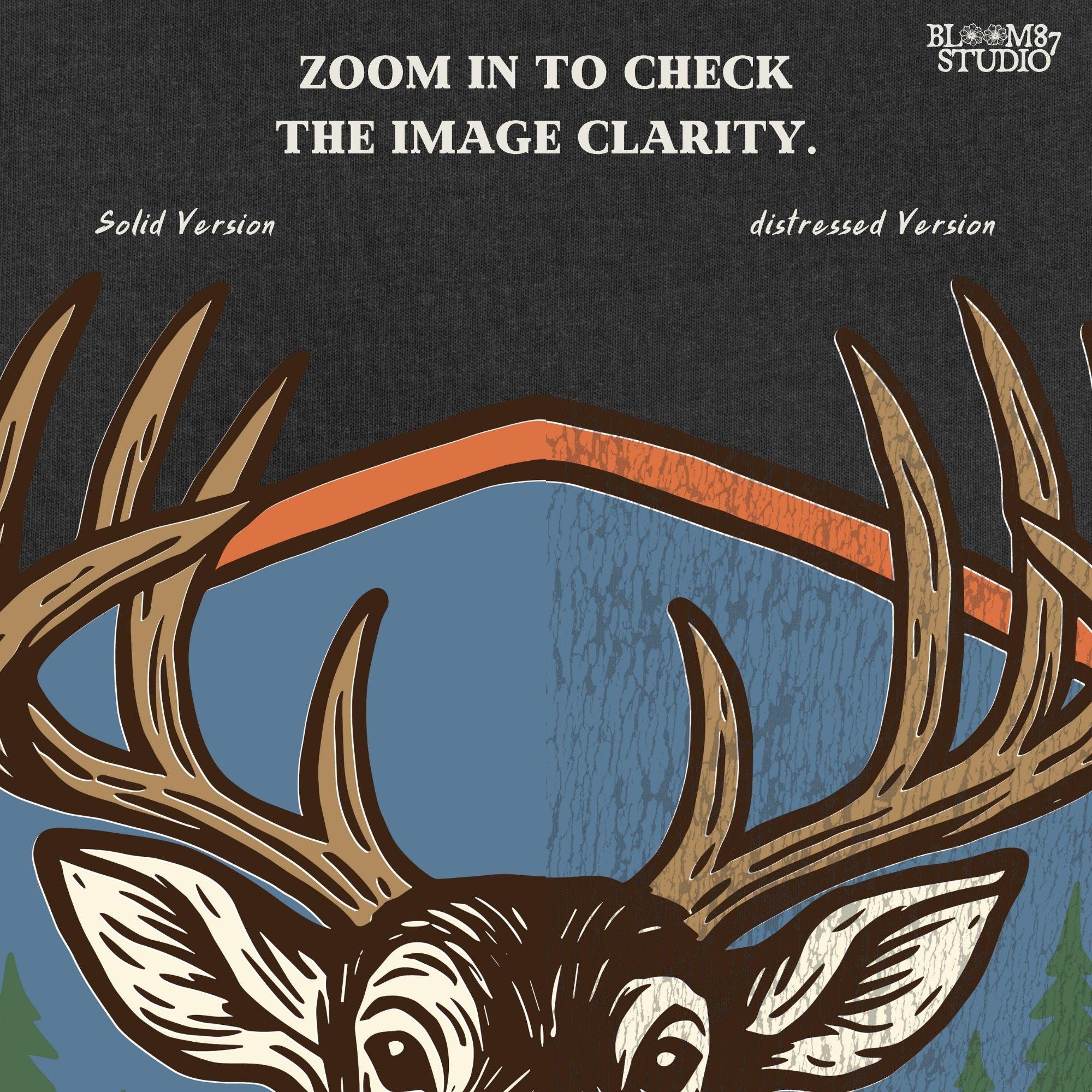A rustic “Deer Hunting Club” badge with a bold whitetail buck and forest background, styled as a vintage hunting patch.