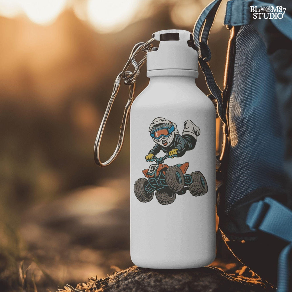 Digital PNG of a boy riding an ATV mid-jump wearing motocross gear and helmet, perfect for kids racing sublimation projects.