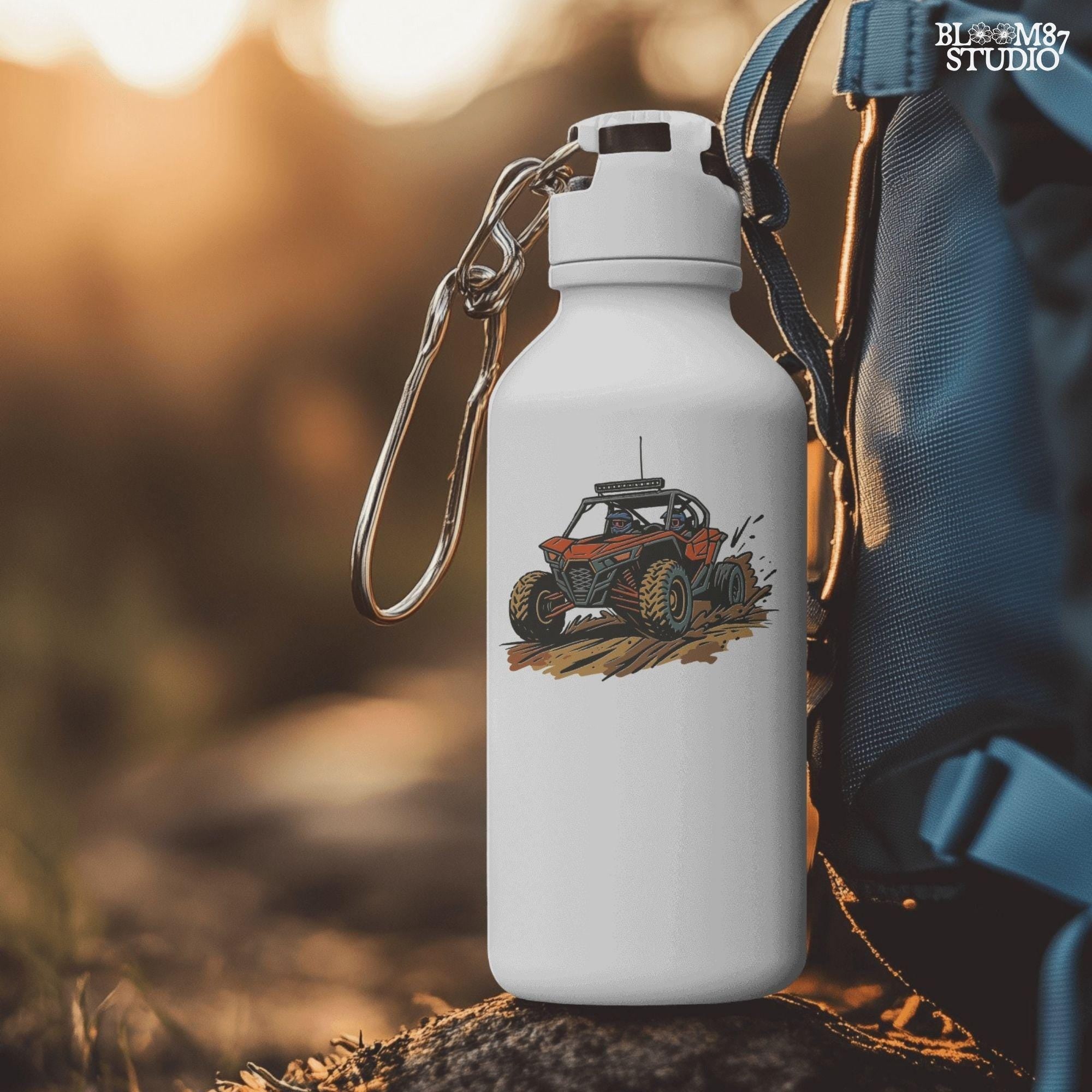 Off-road UTV side-by-side vehicle with mud splashes, drawn in bold lines and colors for use in sublimation and digital crafts.