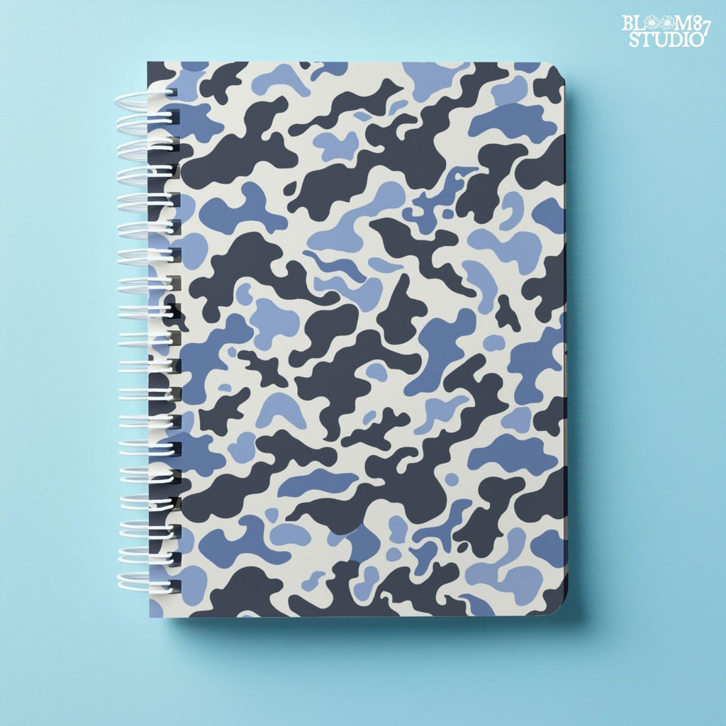 Seamless navy and blue urban camouflage pattern with white background – PNG file for tactical, streetwear, or digital use.