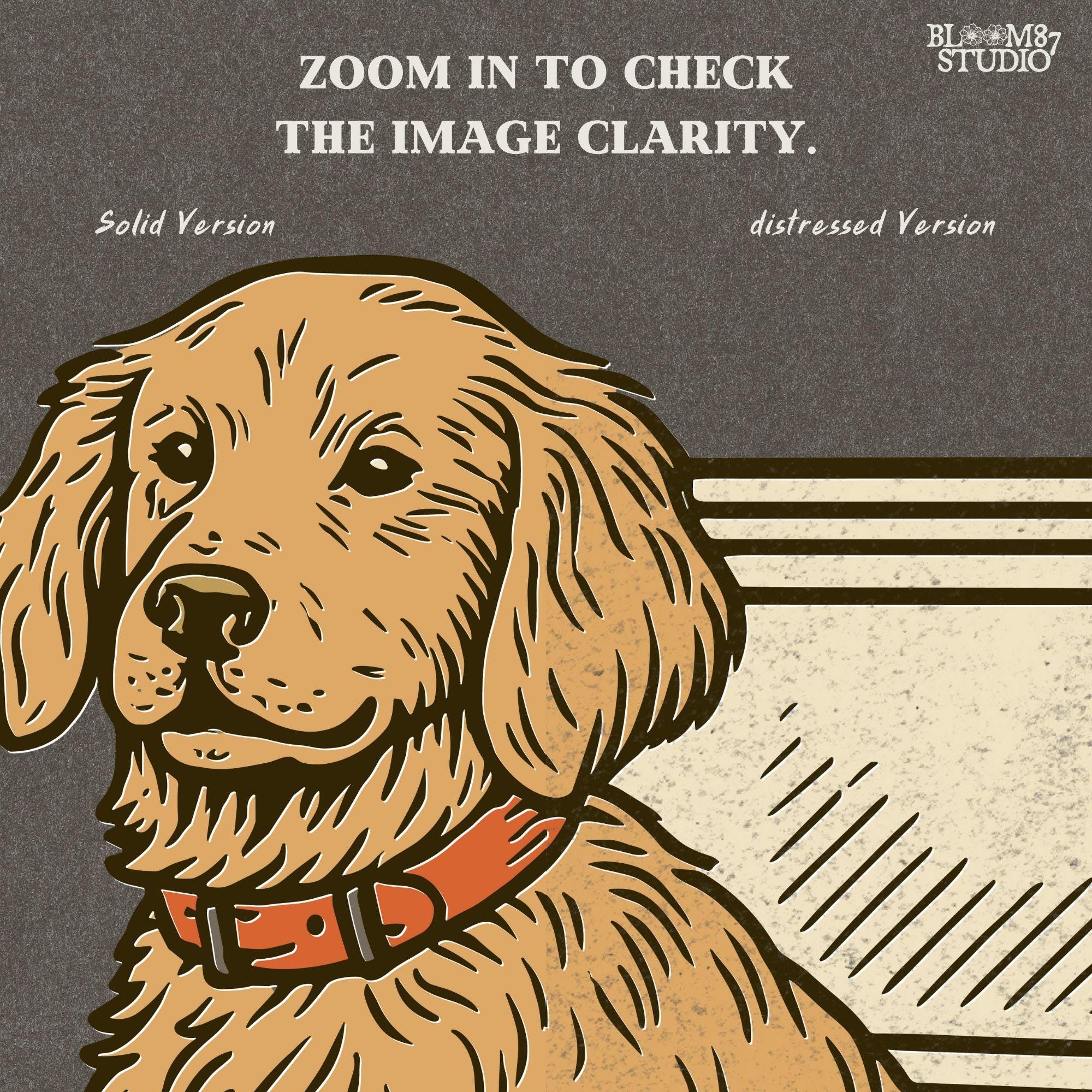 Cute golden retriever dog sitting inside a camouflage cooler with “USA” label, in a rustic patriotic cartoon style