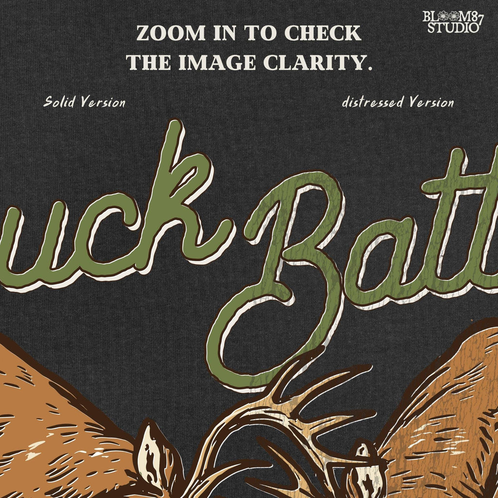 Two whitetail bucks in a fierce rut season battle, locking antlers over the phrase “Only One Walks Out Proud” — hunting-themed PNG graphic.