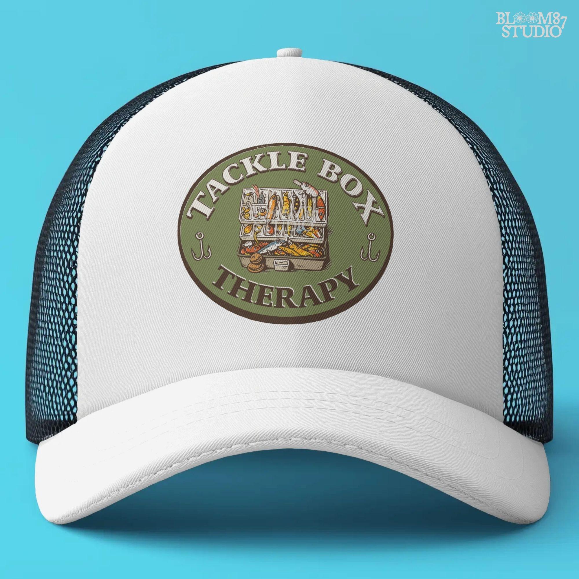 Fishing-themed sublimation PNG set with full tackle box back design and circular pocket patch graphic for shirt making or apparel