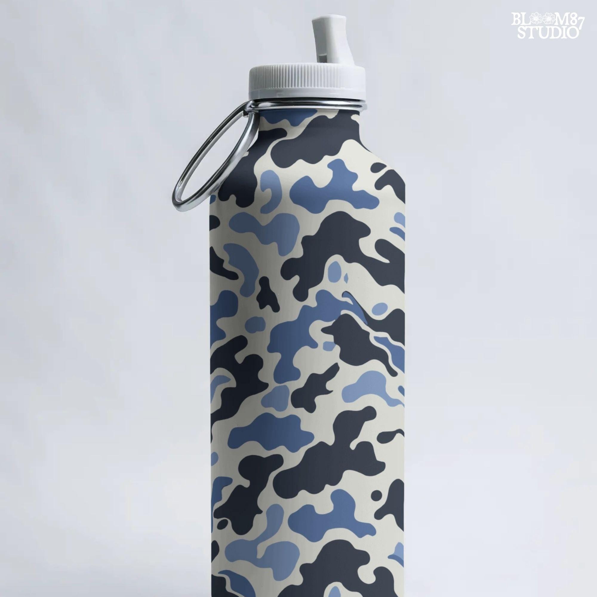 Seamless navy and blue urban camouflage pattern with white background – PNG file for tactical, streetwear, or digital use.