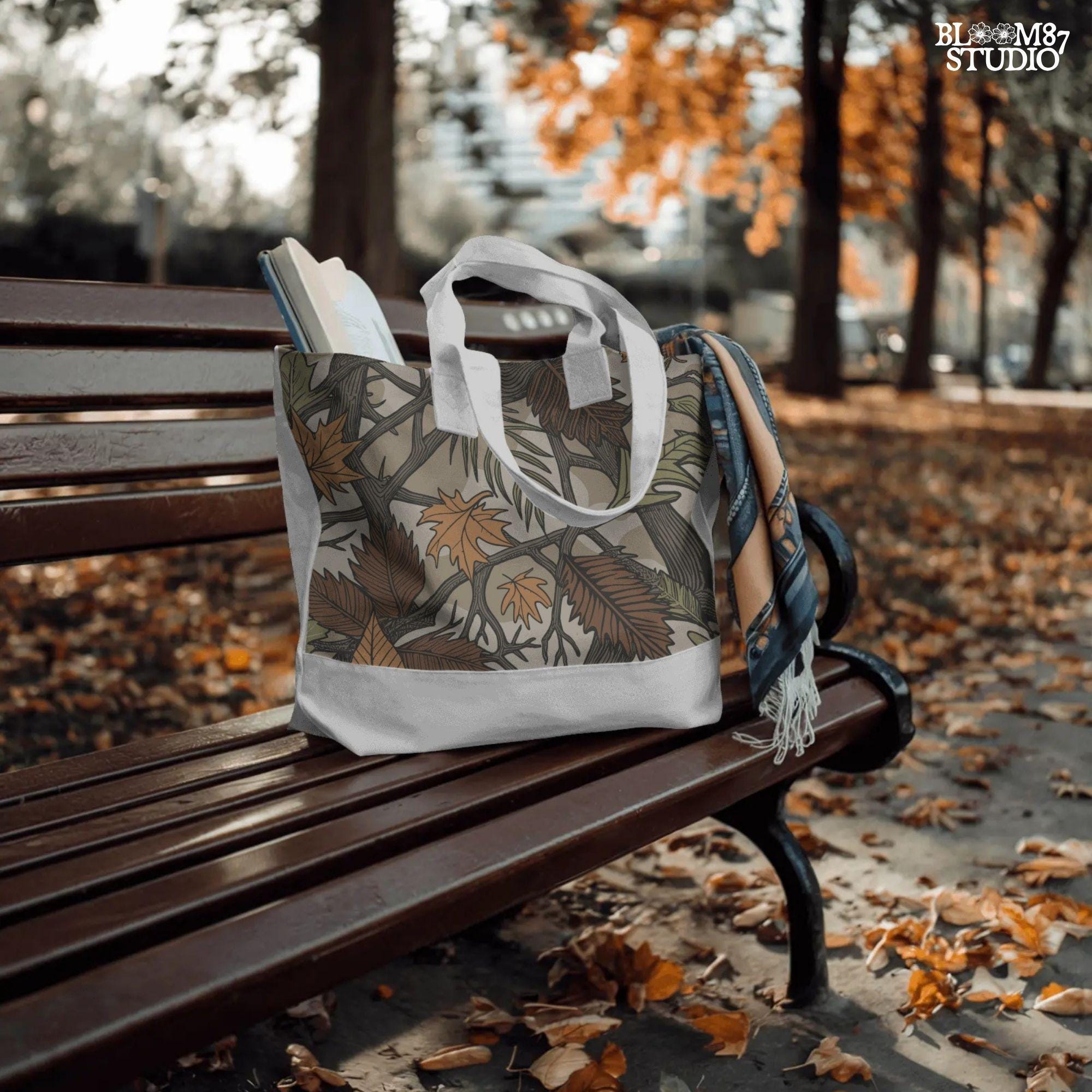 Seamless camouflage PNG pattern with autumn leaves, tree branches, and earthy tones of orange, brown, and green for fall sublimation use.