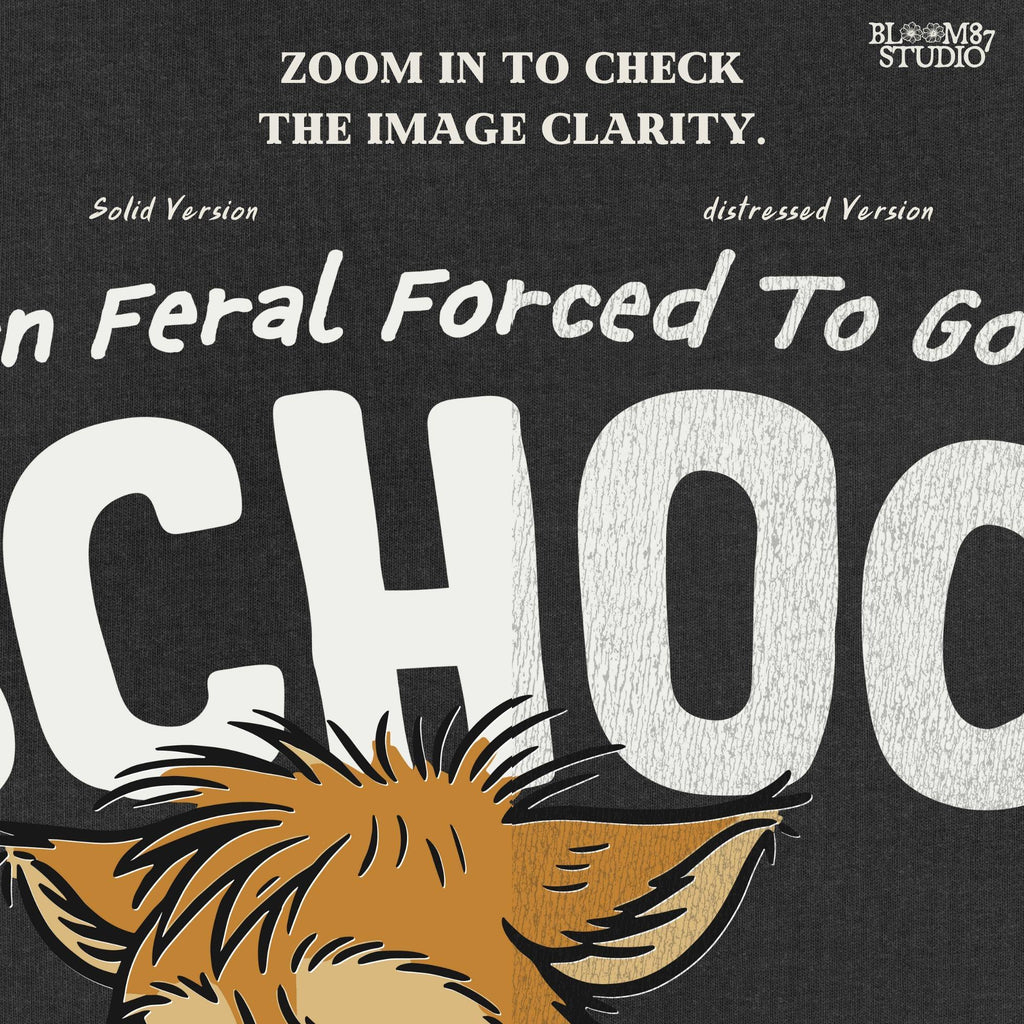 Funny cartoon wolf with camo backpack sitting tired, themed for kids back to school with wild and hunting humor vibe.