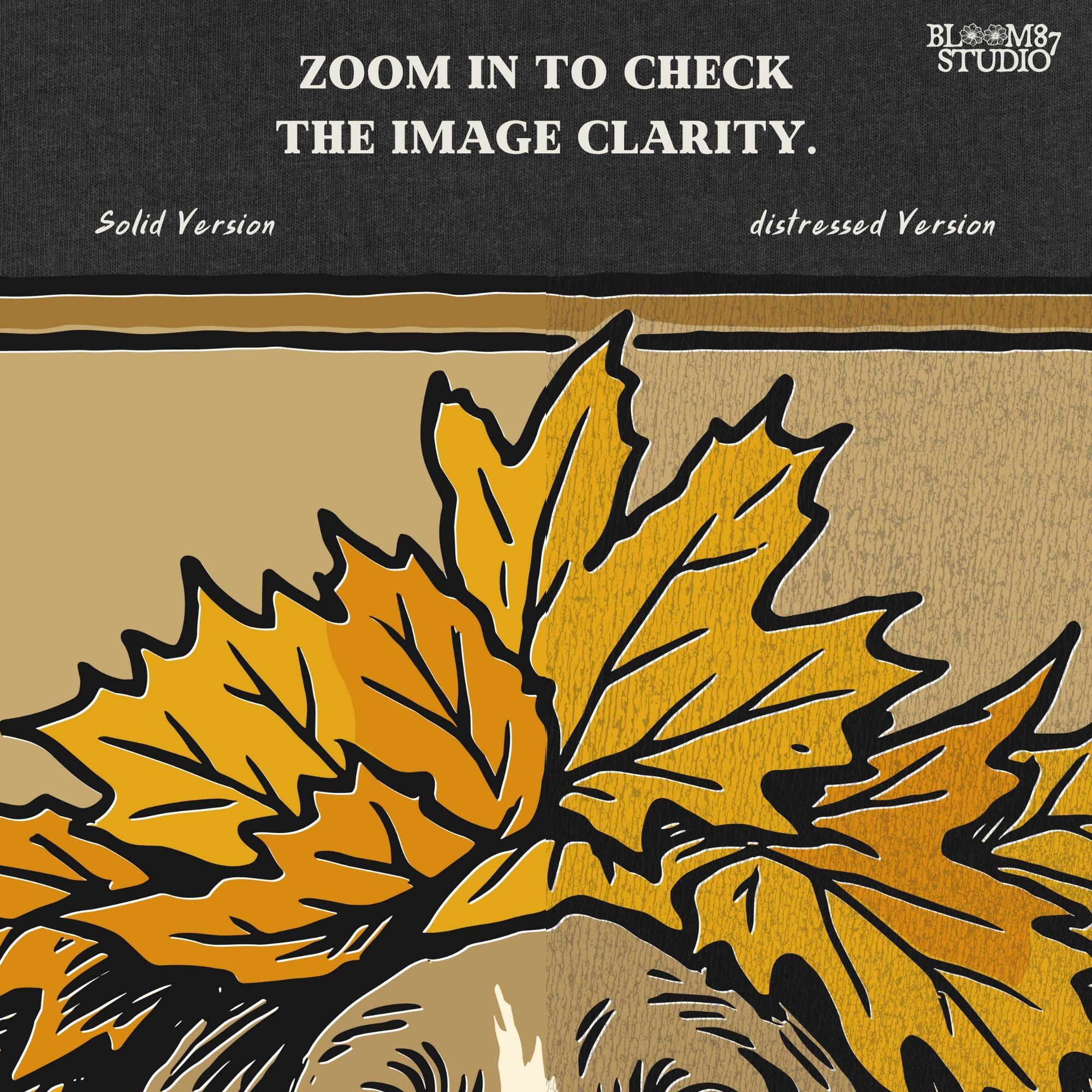 Hunting dog peeking through a pile of golden autumn leaves, rustic fall-themed illustration for seasonal sublimation design use