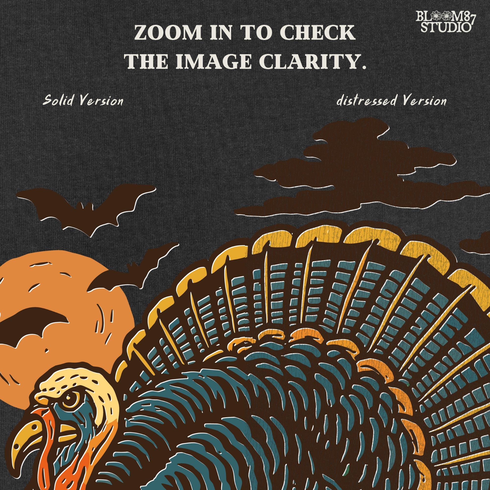 Halloween Turkey PNG | Funny Fall Thanksgiving Digital Download | Vintage Turkey with Pumpkins & Jack O’Lantern Clipart