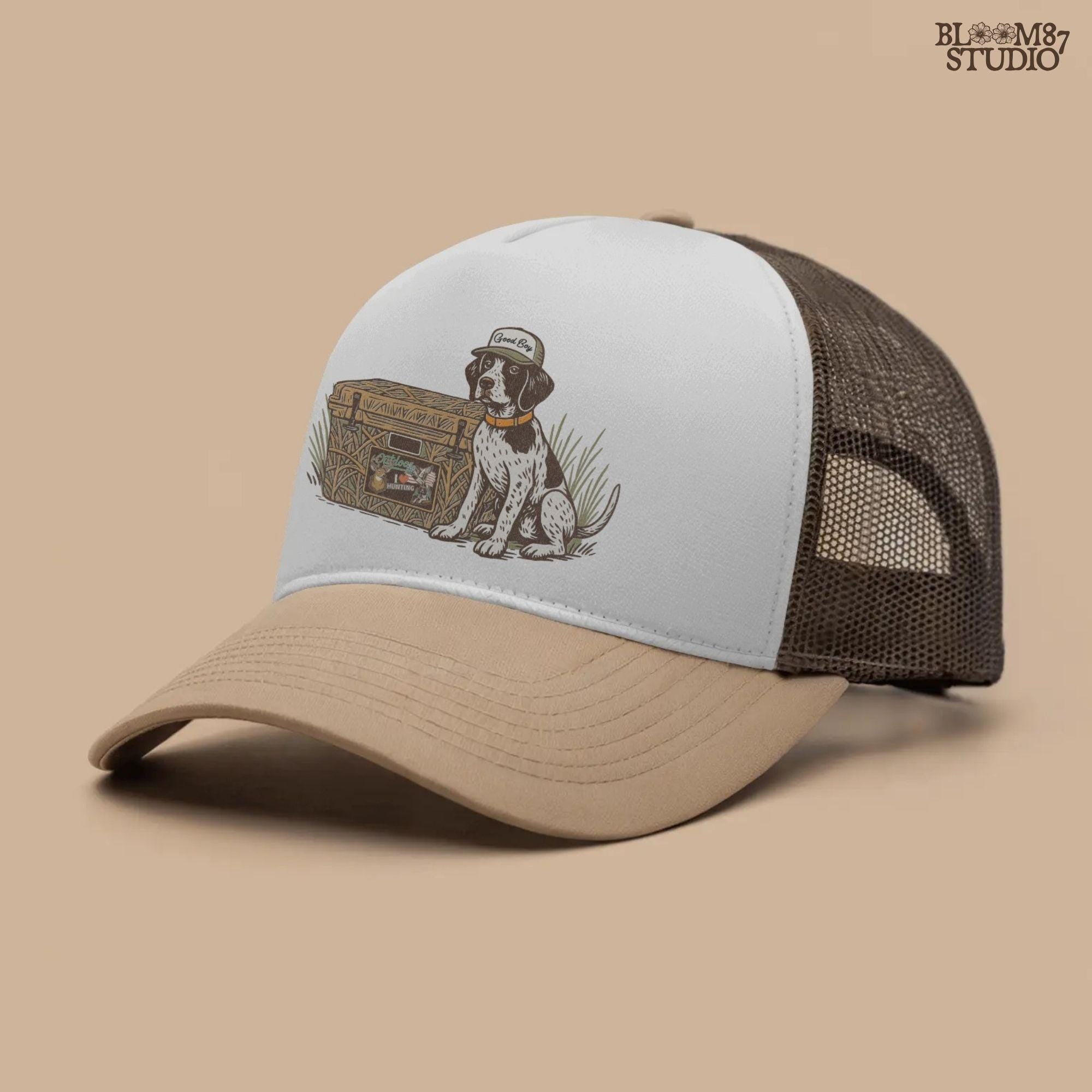 Pointer Hunting Dog PNG, Good Boy with Camo Cooler Sublimation, Duck Dog Clipart, Outdoor Camo Gear Graphic, Camping & Fishing Designs PNG