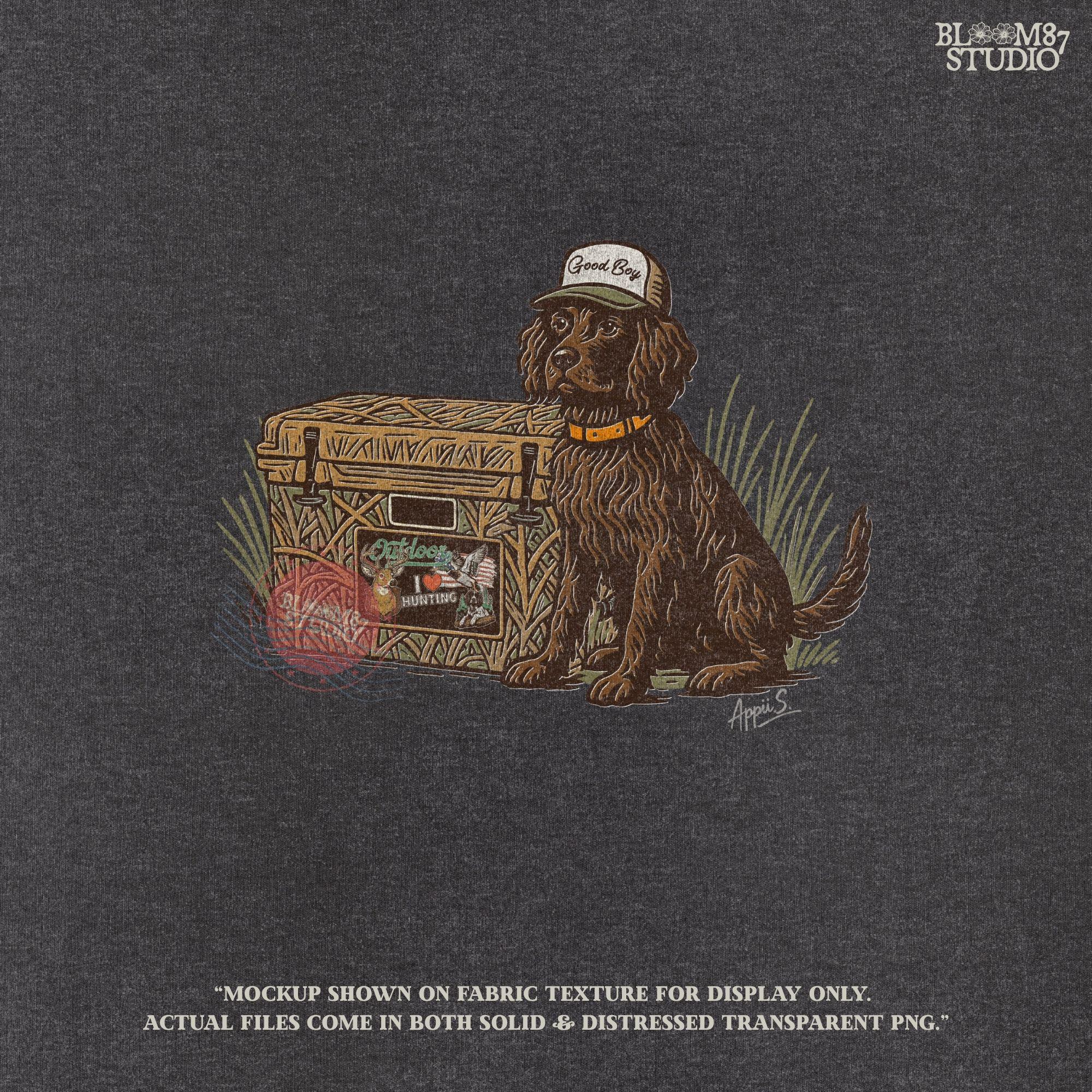 Boykin Spaniel Hunting Dog PNG | Camo Cooler Sublimation Design | Southern Outdoor Dog Clipart for Camping & Fishing Tumbler, Shirt, Mug