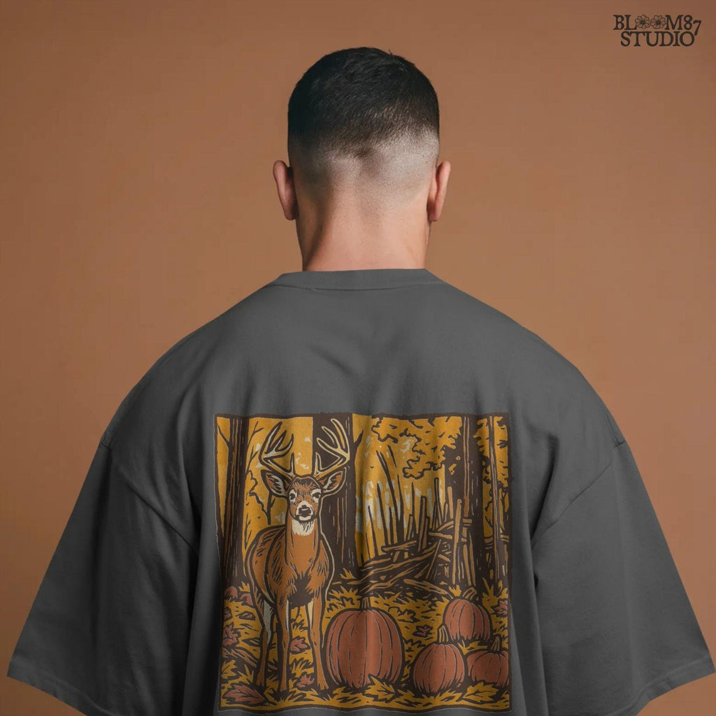 Fall Deer & Pumpkins PNG: Rustic Autumn Sublimation Design (Digital Download