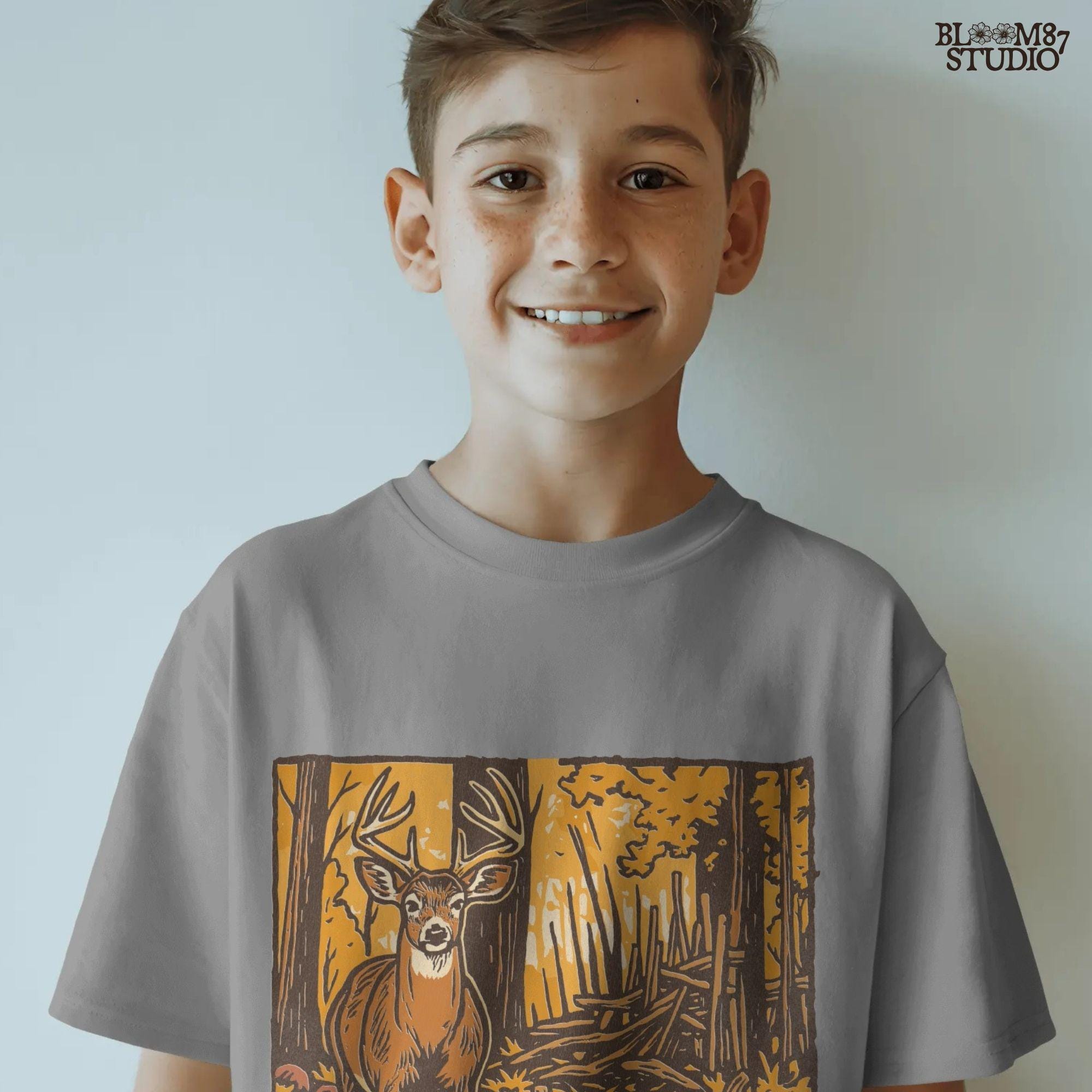 Fall Deer & Pumpkins PNG: Rustic Autumn Sublimation Design (Digital Download