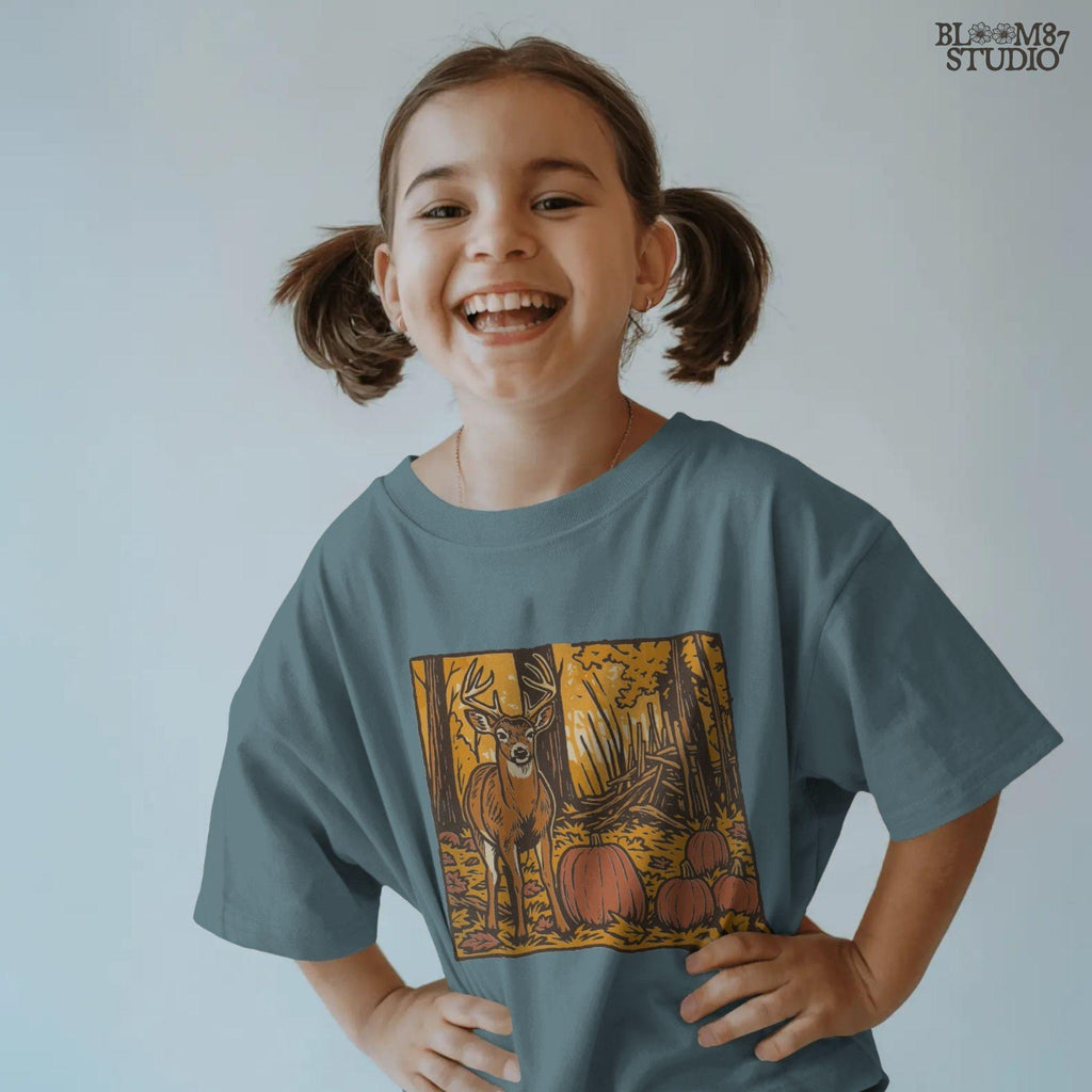 Fall Deer & Pumpkins PNG: Rustic Autumn Sublimation Design (Digital Download