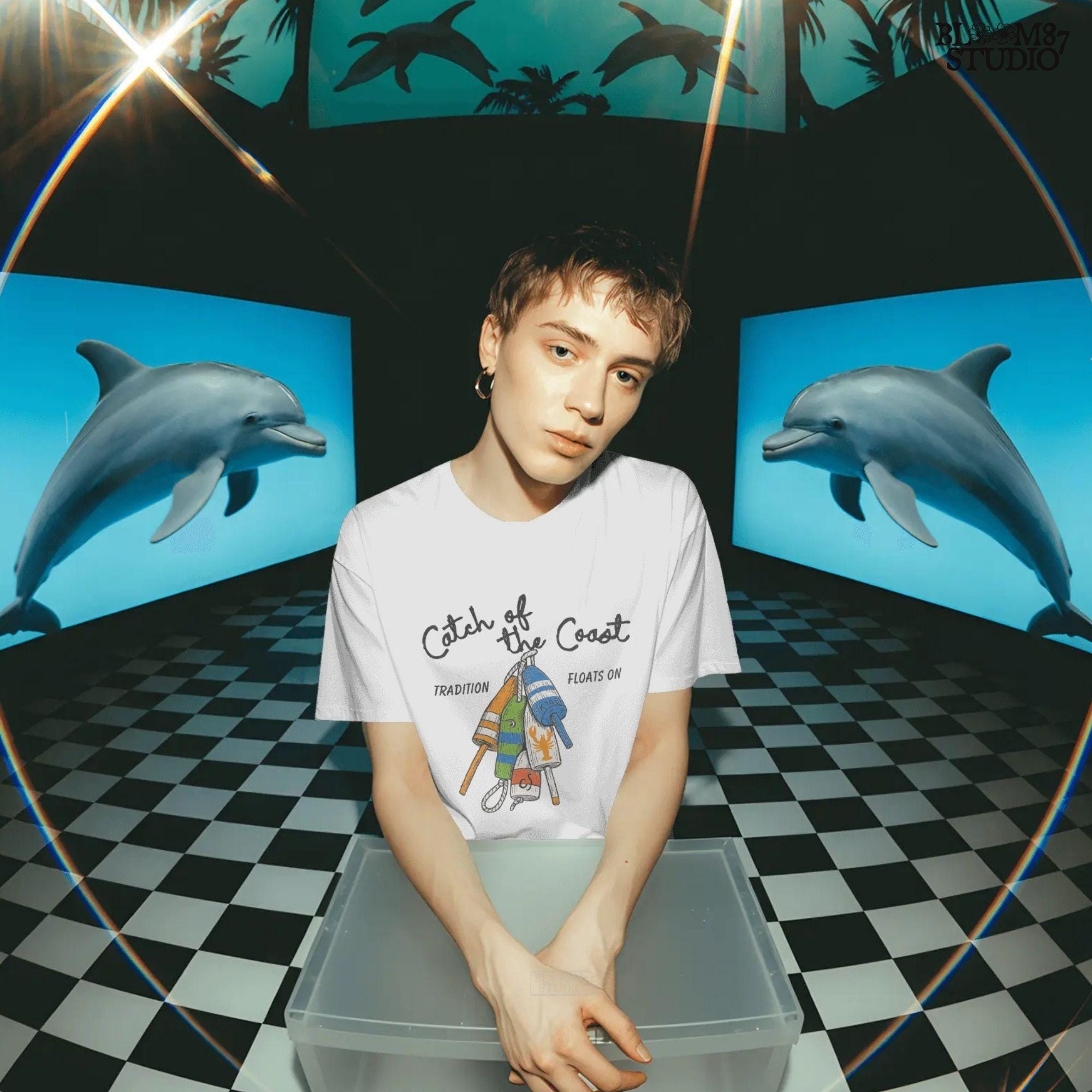 Colorful hand-drawn sublimation PNG of coastal lobster fishing buoys with rope, perfect for beach house crafts, nautical decor, or summer apparel.