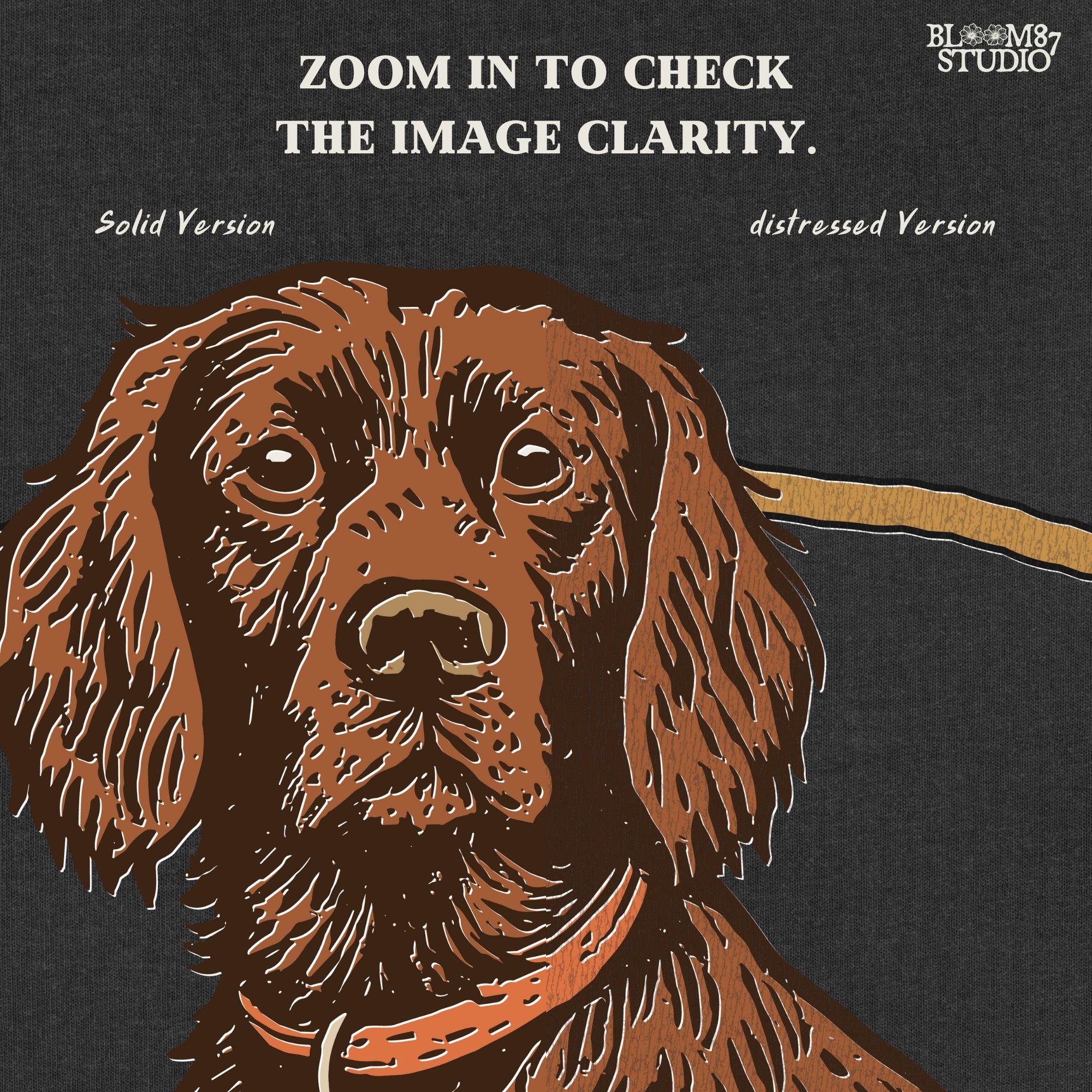 Vintage-style PNG of a Boykin Spaniel dog sitting with a harvested mallard duck, perfect for fall hunting sublimation and Southern dog lovers