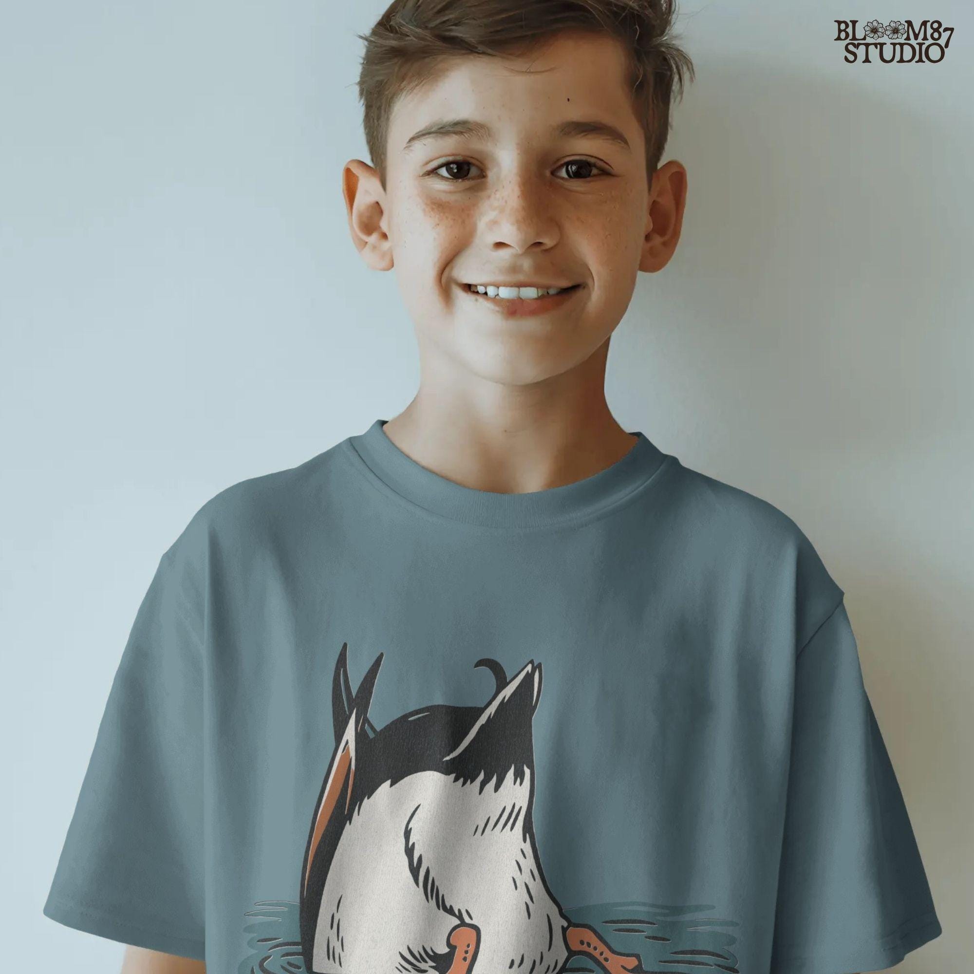 Humorous illustration of a duck diving underwater with only its tail and orange webbed feet visible, perfect PNG for hunting and lodge décor designs