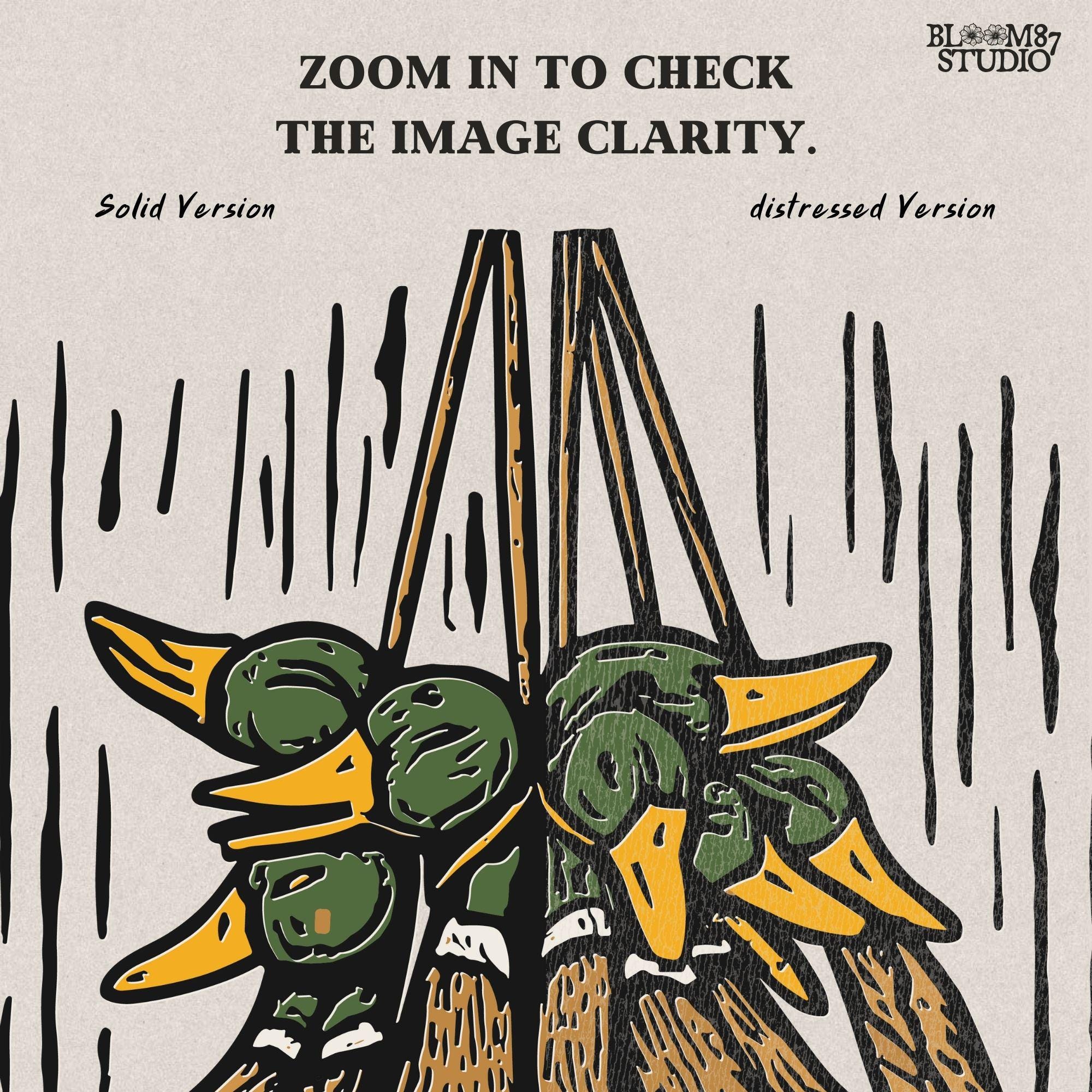 Illustration of harvested mallard ducks hanging together, rustic hunting sublimation PNG design for duck hunters, outdoor gifts, and lodge artwork.