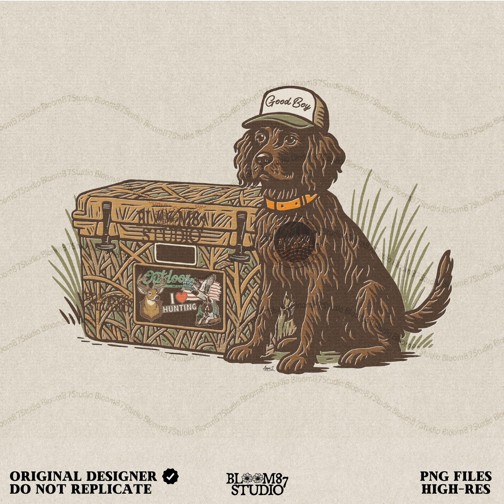 Boykin Spaniel Hunting Dog PNG | Camo Cooler Sublimation Design | Southern Outdoor Dog Clipart for Camping & Fishing Tumbler, Shirt, Mug