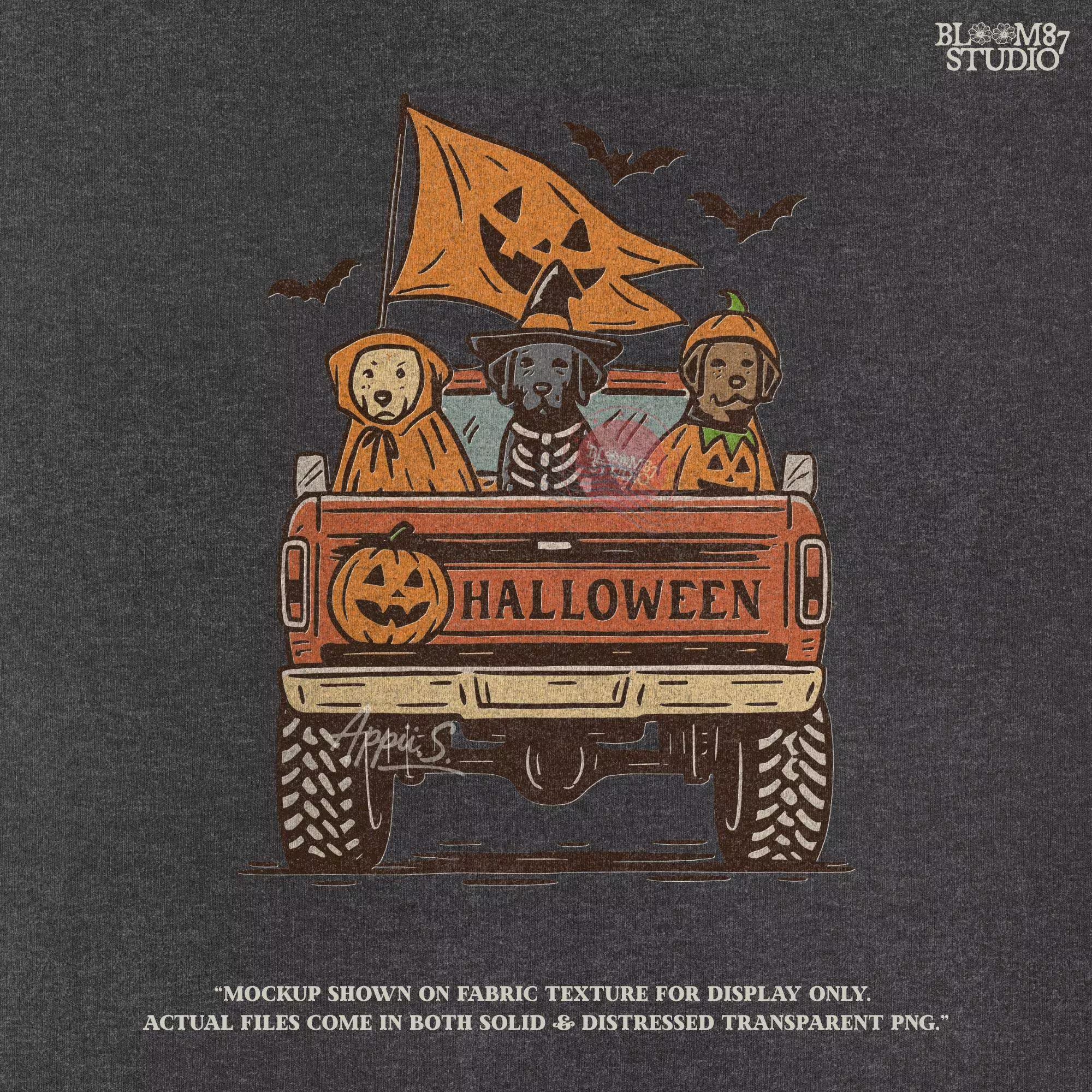 Halloween Truck Dog PNG – Cute Fall Dog Costume Graphic