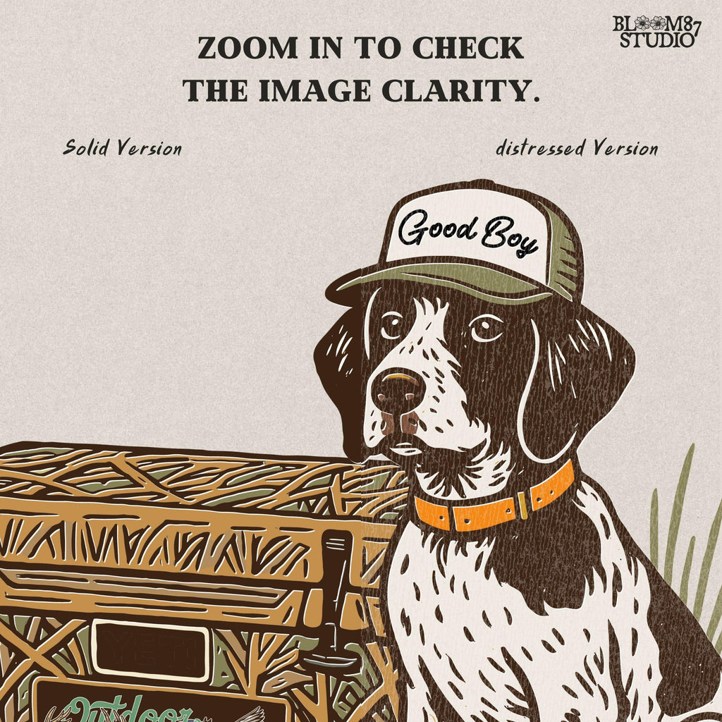 Pointer Hunting Dog PNG, Good Boy with Camo Cooler Sublimation, Duck Dog Clipart, Outdoor Camo Gear Graphic, Camping & Fishing Designs PNG