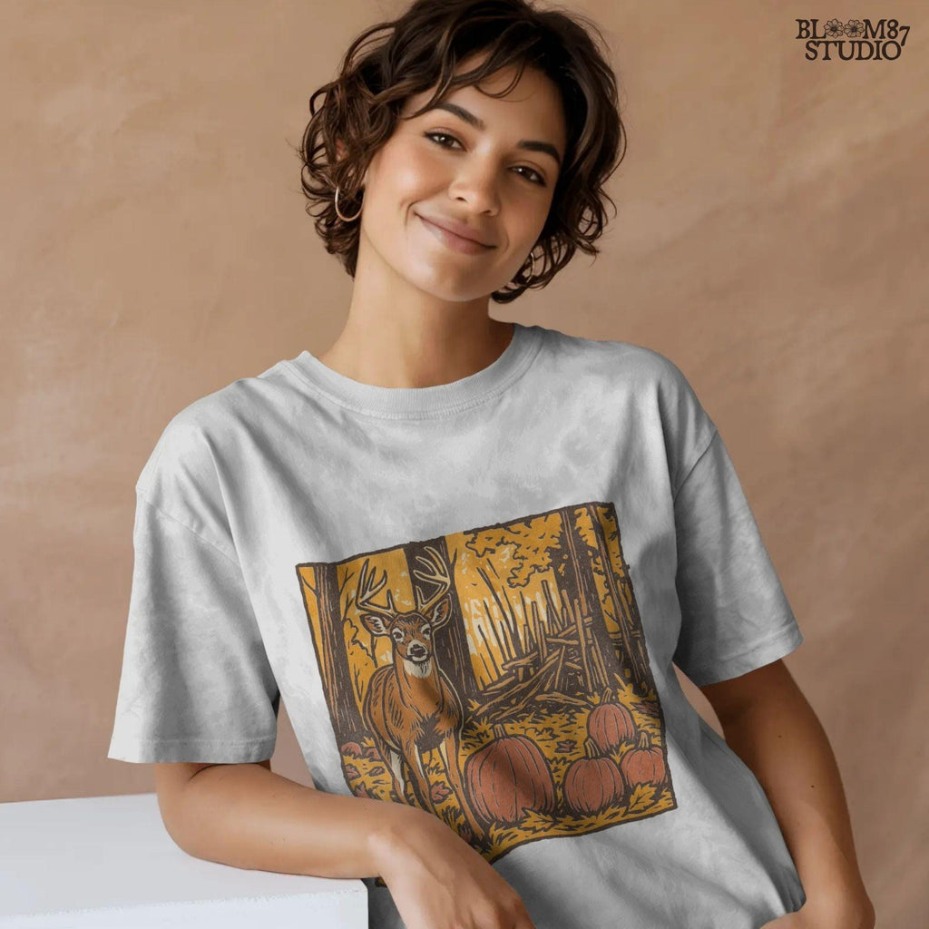 Fall Deer & Pumpkins PNG: Rustic Autumn Sublimation Design (Digital Download