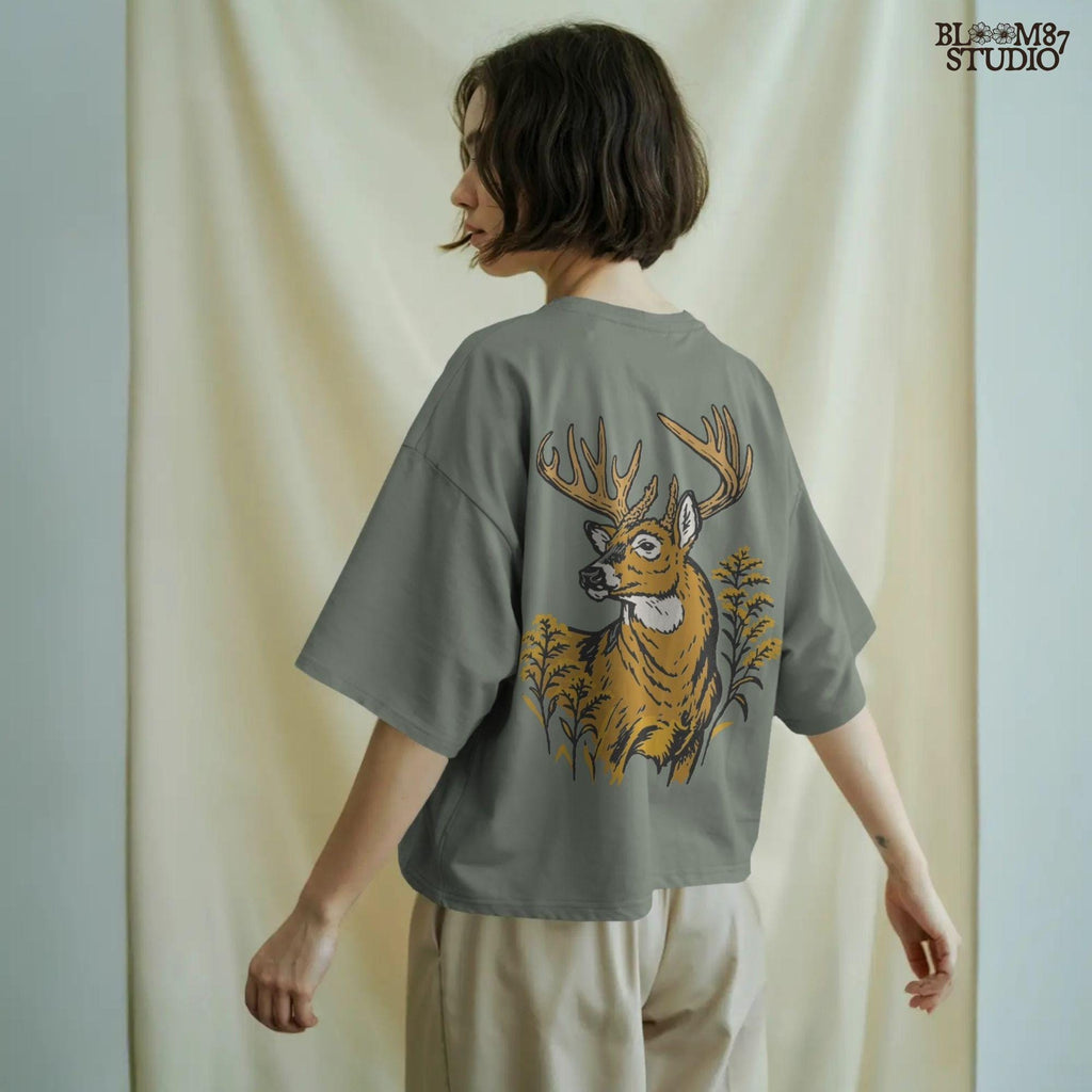 Whitetail buck with large antlers surrounded by goldenrod flowers, hunting season wildlife PNG sublimation design