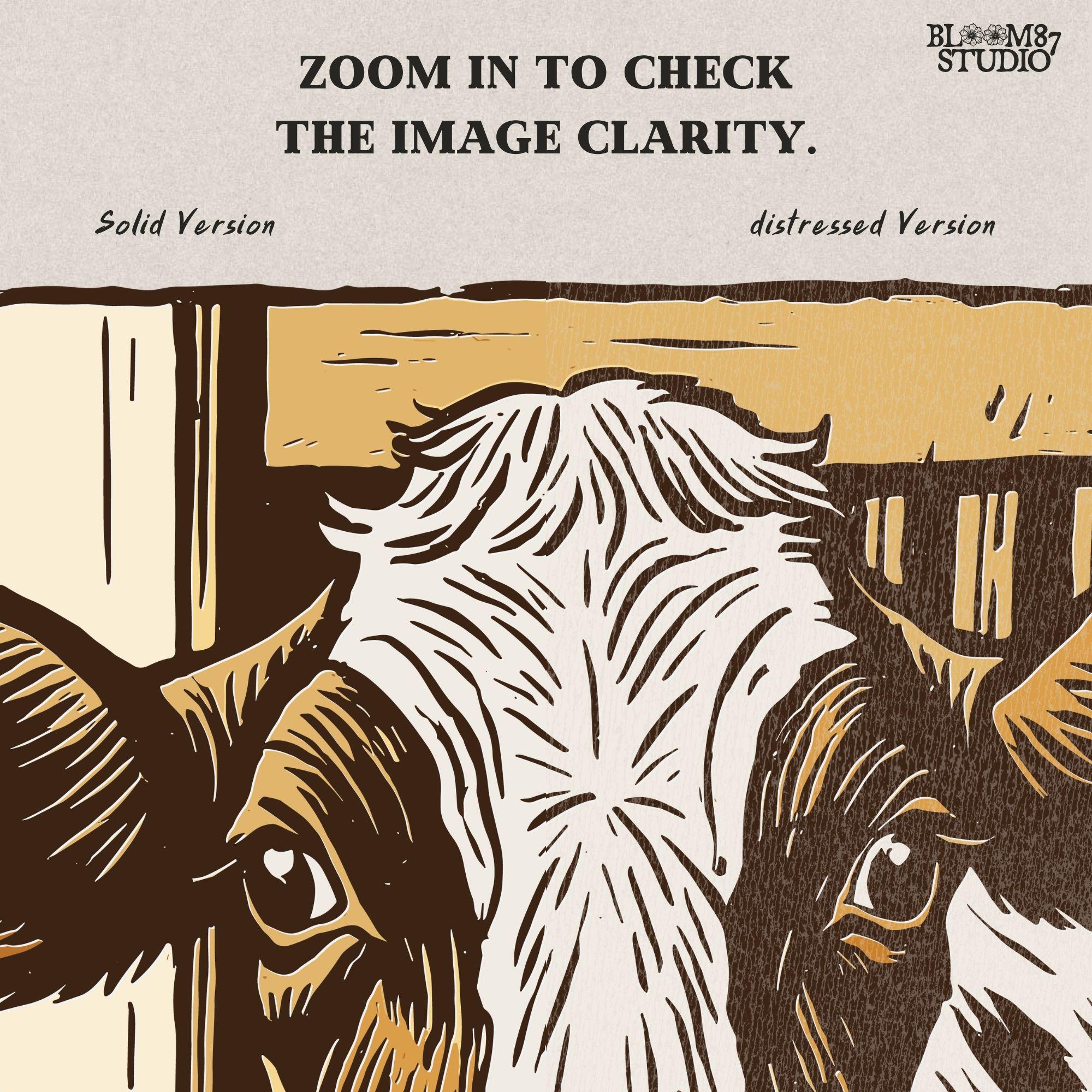 Illustration of a black-and-white dairy cow peeking through a rustic wooden barn door, farmhouse-style sublimation PNG design