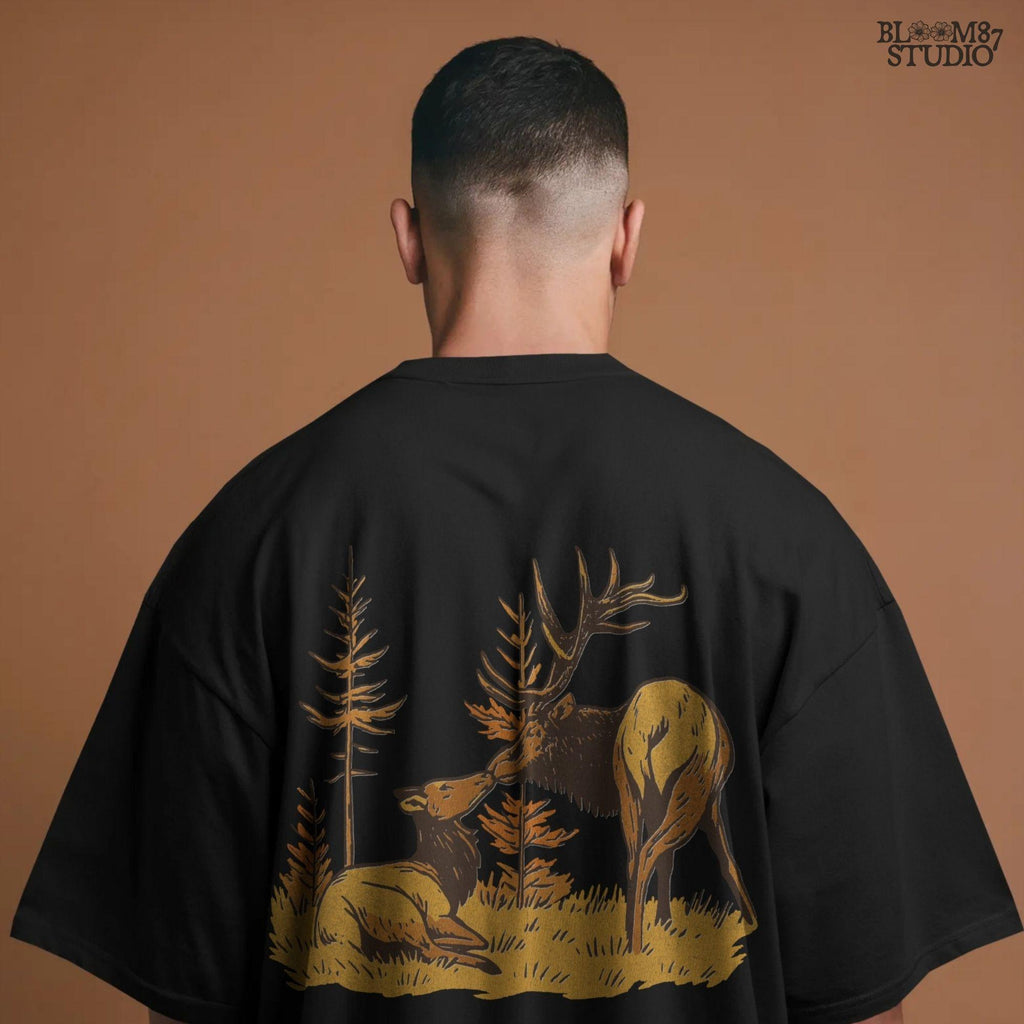 Elk Couple PNG: Rustic Wildlife Sublimation Design