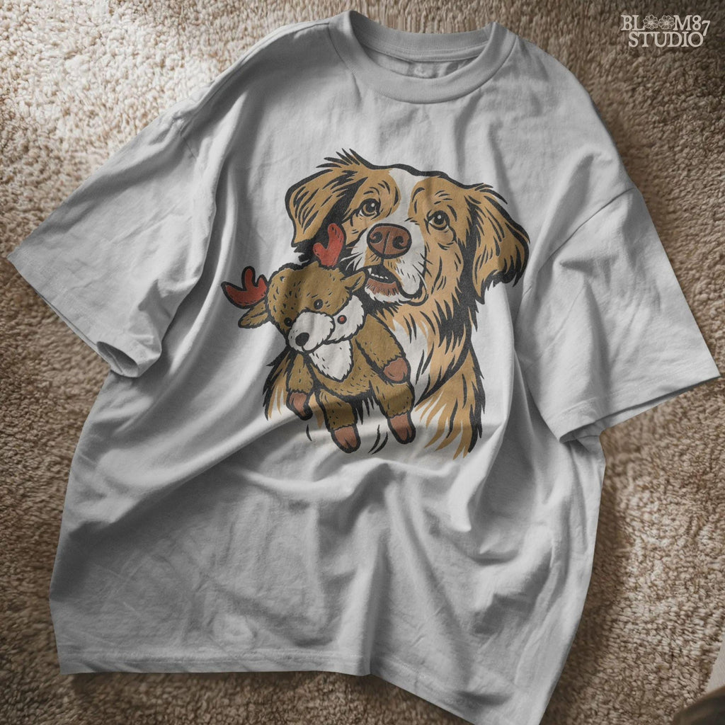 Solid Version: "Cute dog holding a plush reindeer toy, festive Christmas PNG design with holiday theme, sublimation graphic for shirts, mugs, and crafts"
Distressed Version: "Vintage distressed PNG of Christmas dog with reindeer toy, rustic sublimation artwork for holiday t-shirts, mugs, ornaments, and DIY gifts"