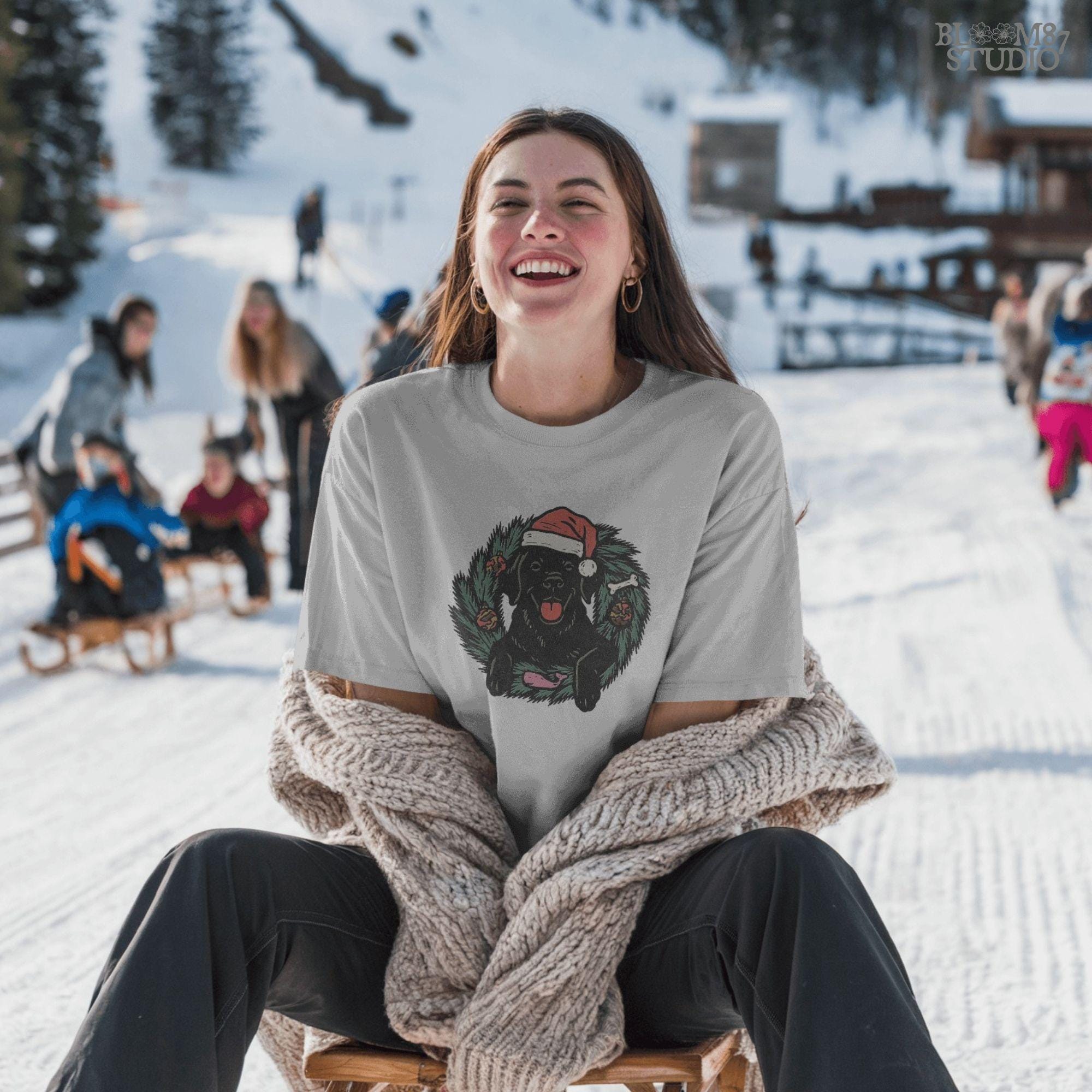 Solid Version: "Black Labrador dog wearing Santa hat sitting inside Christmas wreath with ornaments, bone, and greenery, festive PNG for sublimation"
Distressed Version: "Vintage distressed PNG of Black Labrador in Santa hat inside holiday wreath, rustic Christmas sublimation design for shirts, mugs, ornaments"
