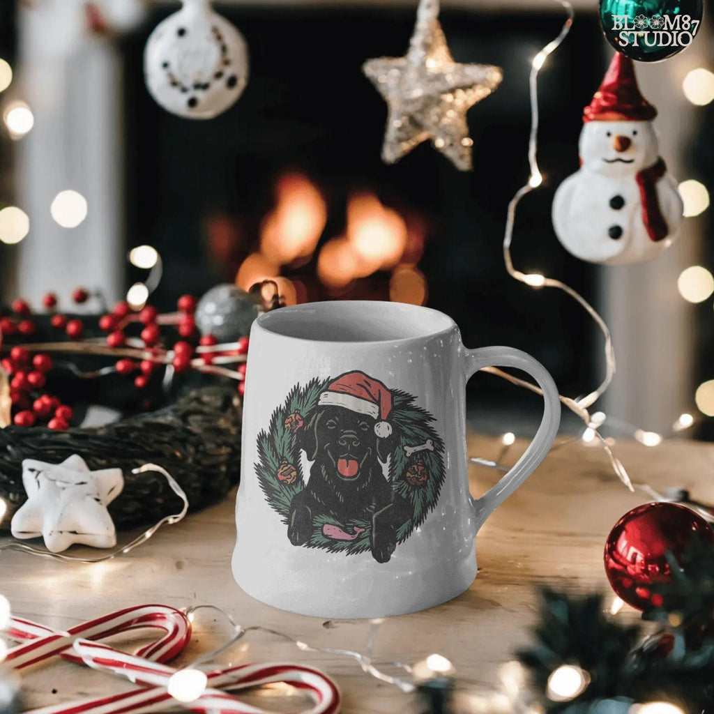 Solid Version: "Black Labrador dog wearing Santa hat sitting inside Christmas wreath with ornaments, bone, and greenery, festive PNG for sublimation"
Distressed Version: "Vintage distressed PNG of Black Labrador in Santa hat inside holiday wreath, rustic Christmas sublimation design for shirts, mugs, ornaments"