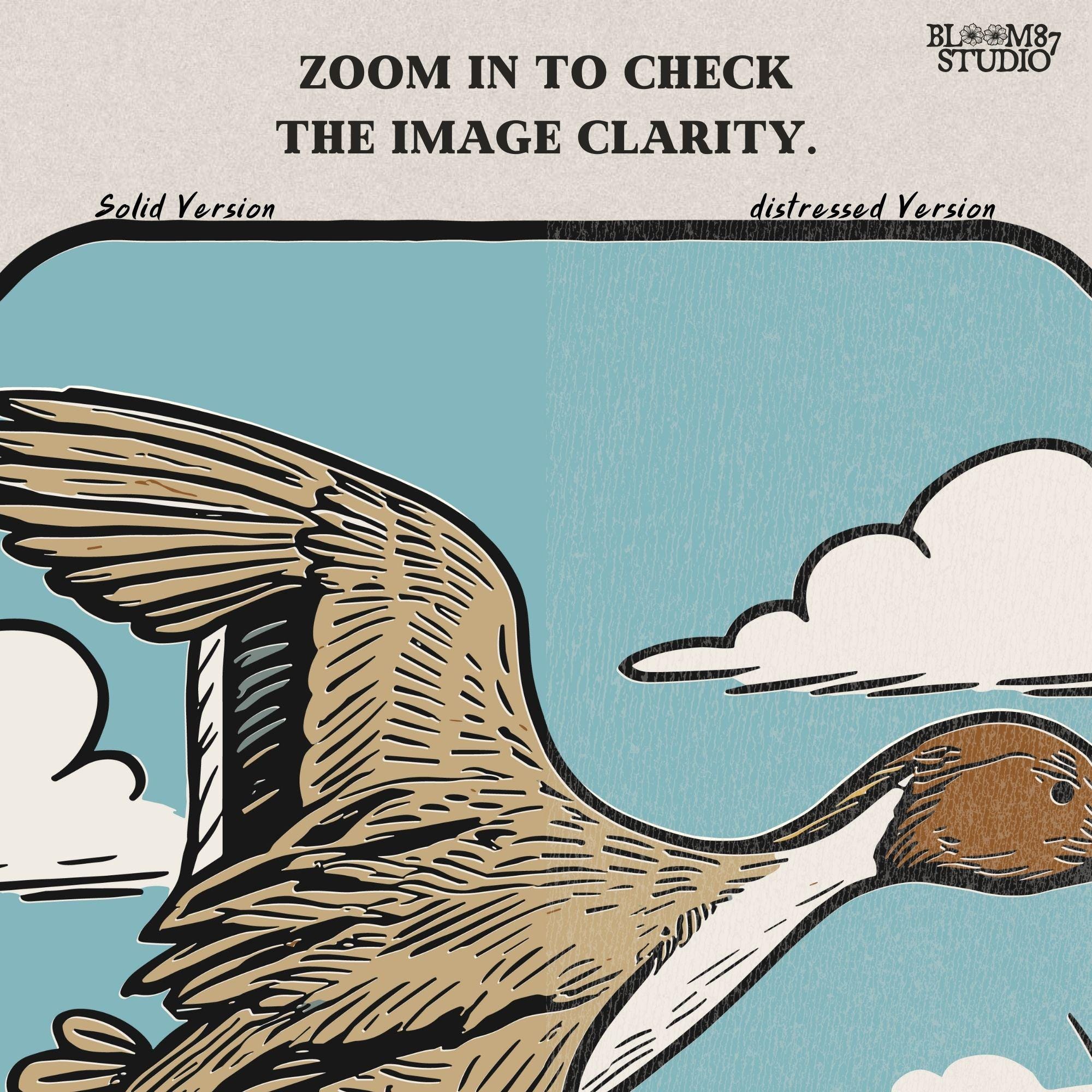 Illustration of a pintail duck flying above cattails with a blue sky and clouds, rustic waterfowl hunting sublimation PNG design.