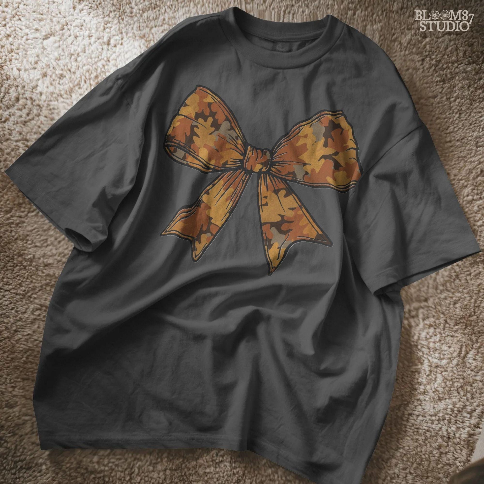 Solid version: "Fall bow sublimation PNG with autumn leaves pattern in orange and brown, ribbon clipart solid style"

Distressed version: "Autumn bow sublimation PNG with leaves pattern, vintage distressed ribbon design for fall crafts"