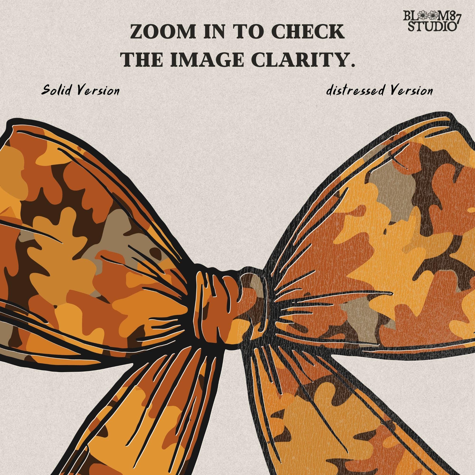 Solid version: "Fall bow sublimation PNG with autumn leaves pattern in orange and brown, ribbon clipart solid style"

Distressed version: "Autumn bow sublimation PNG with leaves pattern, vintage distressed ribbon design for fall crafts"