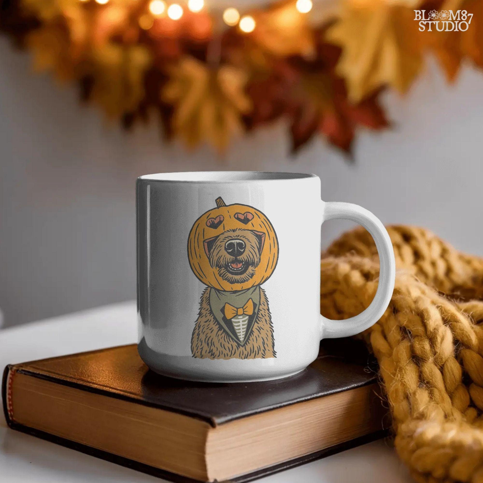 Solid version: "Dog with pumpkin jack o lantern head wearing bow tie, Halloween sublimation PNG, solid version"

Distressed version: "Halloween dog with pumpkin head costume and bow tie, sublimation PNG design, vintage distressed style"
