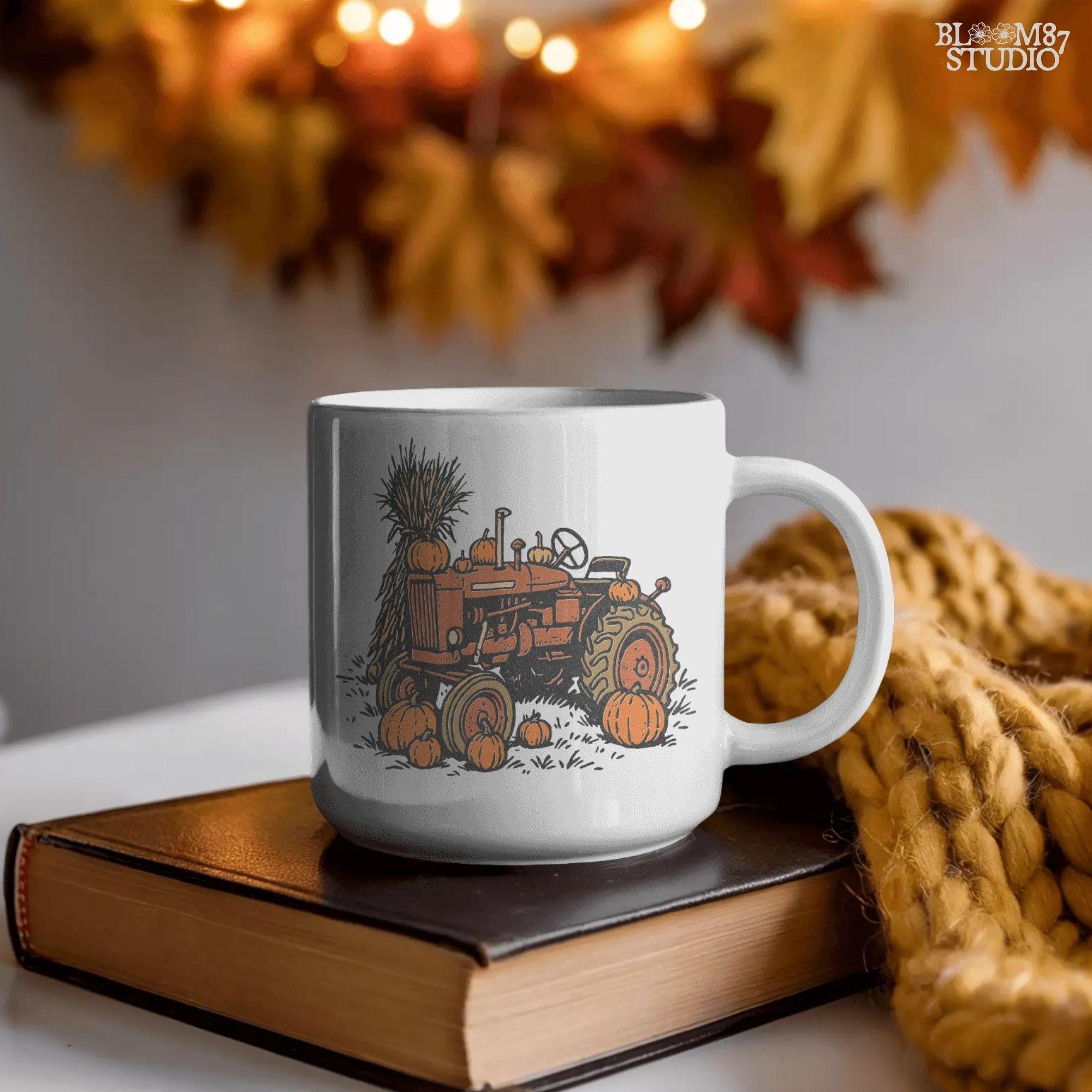Solid version: "Vintage tractor with pumpkins and harvest décor, fall sublimation PNG design, solid version"

Distressed version: "Rustic fall tractor surrounded by pumpkins, sublimation PNG clipart, vintage distressed style"