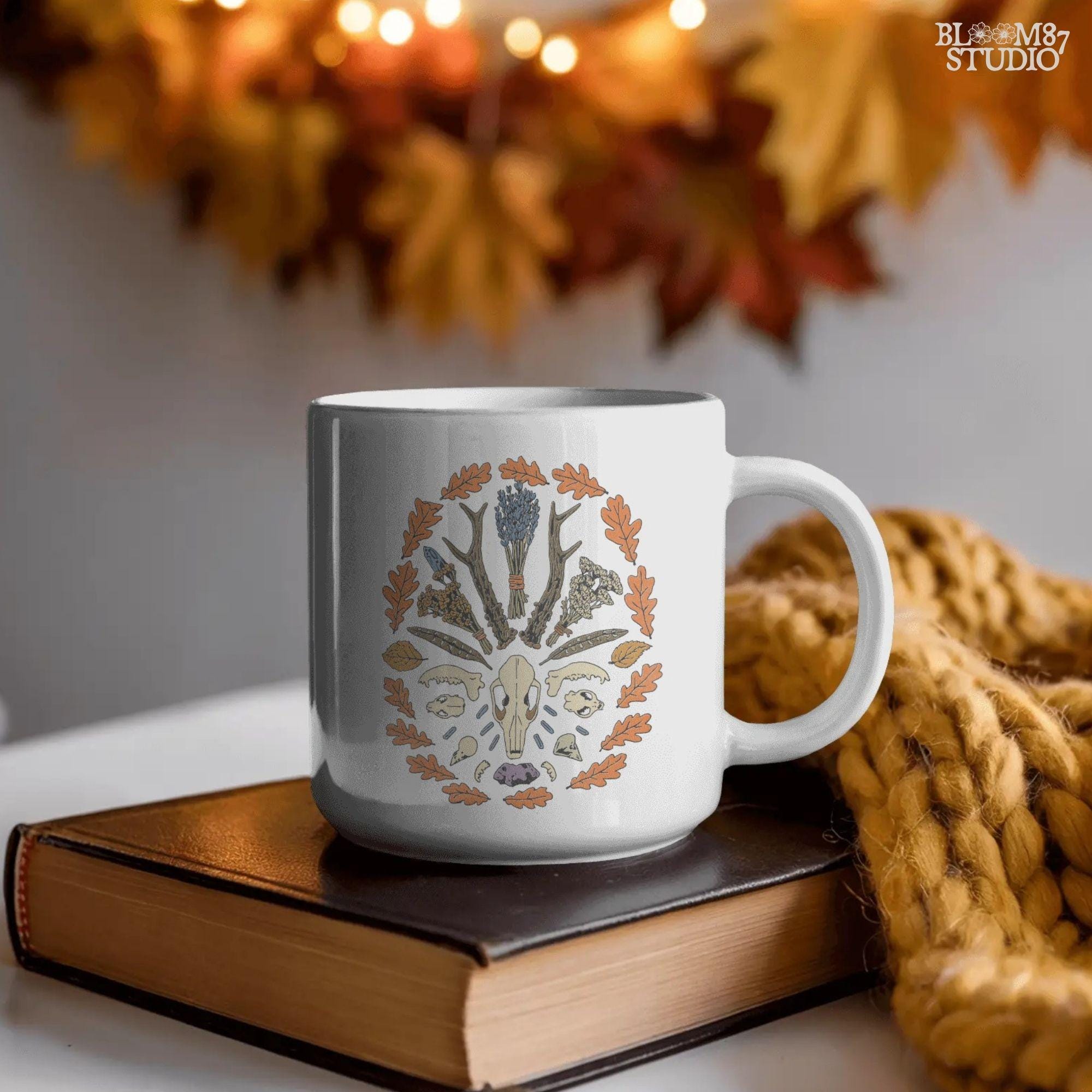 Solid version: "Witchy fall mandala sublimation PNG with deer skull, herbs, feathers, crystals and autumn leaves, solid style"

Distressed version: "Deer skull mandala with herbs, feathers, crystals and autumn leaves, witchy sublimation PNG, distressed vintage style"