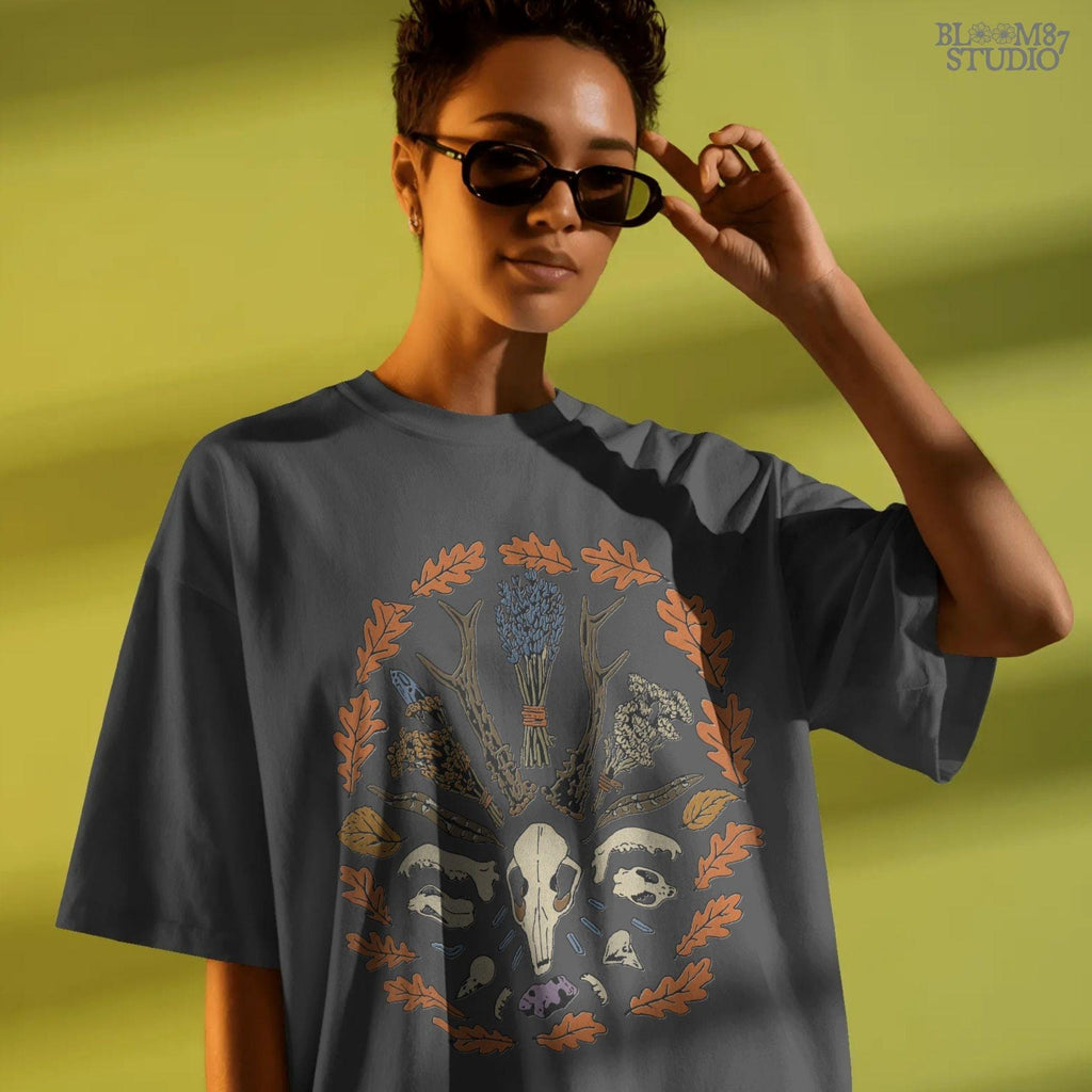 Solid version: "Witchy fall mandala sublimation PNG with deer skull, herbs, feathers, crystals and autumn leaves, solid style"

Distressed version: "Deer skull mandala with herbs, feathers, crystals and autumn leaves, witchy sublimation PNG, distressed vintage style"